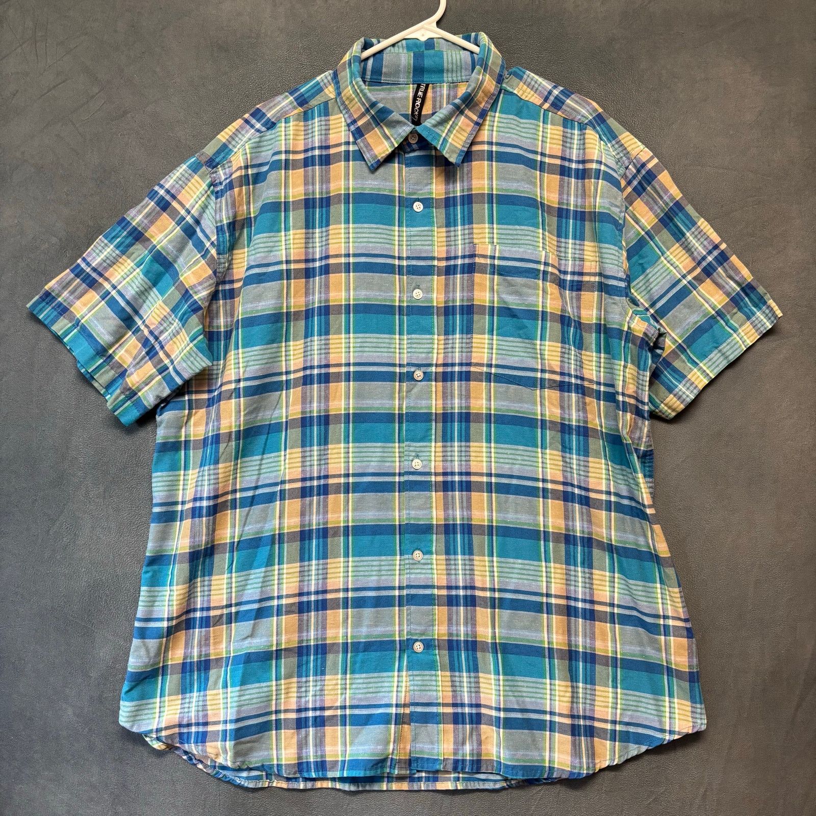 Other True Rock 3X Short Sleeve Plaid Button Shirt Blue Green Size US XXL / EU 58 / 5 - 2 Thumbnail