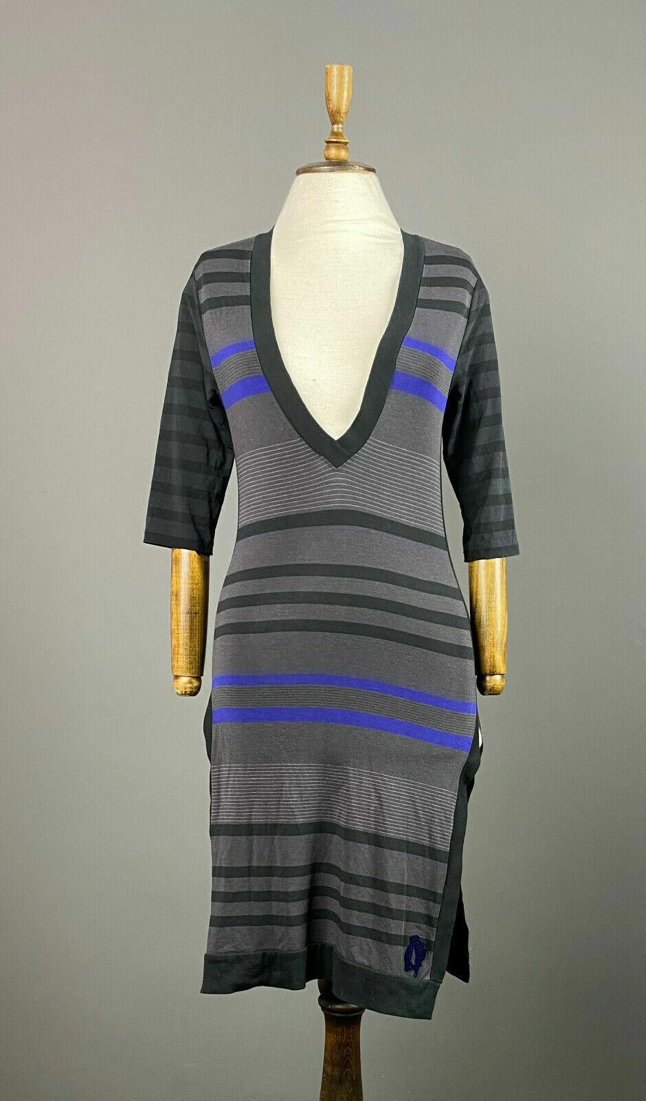 Designer Cop Cpopine Monsera Grey Stripe 3/4 Sleeve Dress Size 1 Size M / US 6-8 / IT 42-44 - 1 Thumbnail