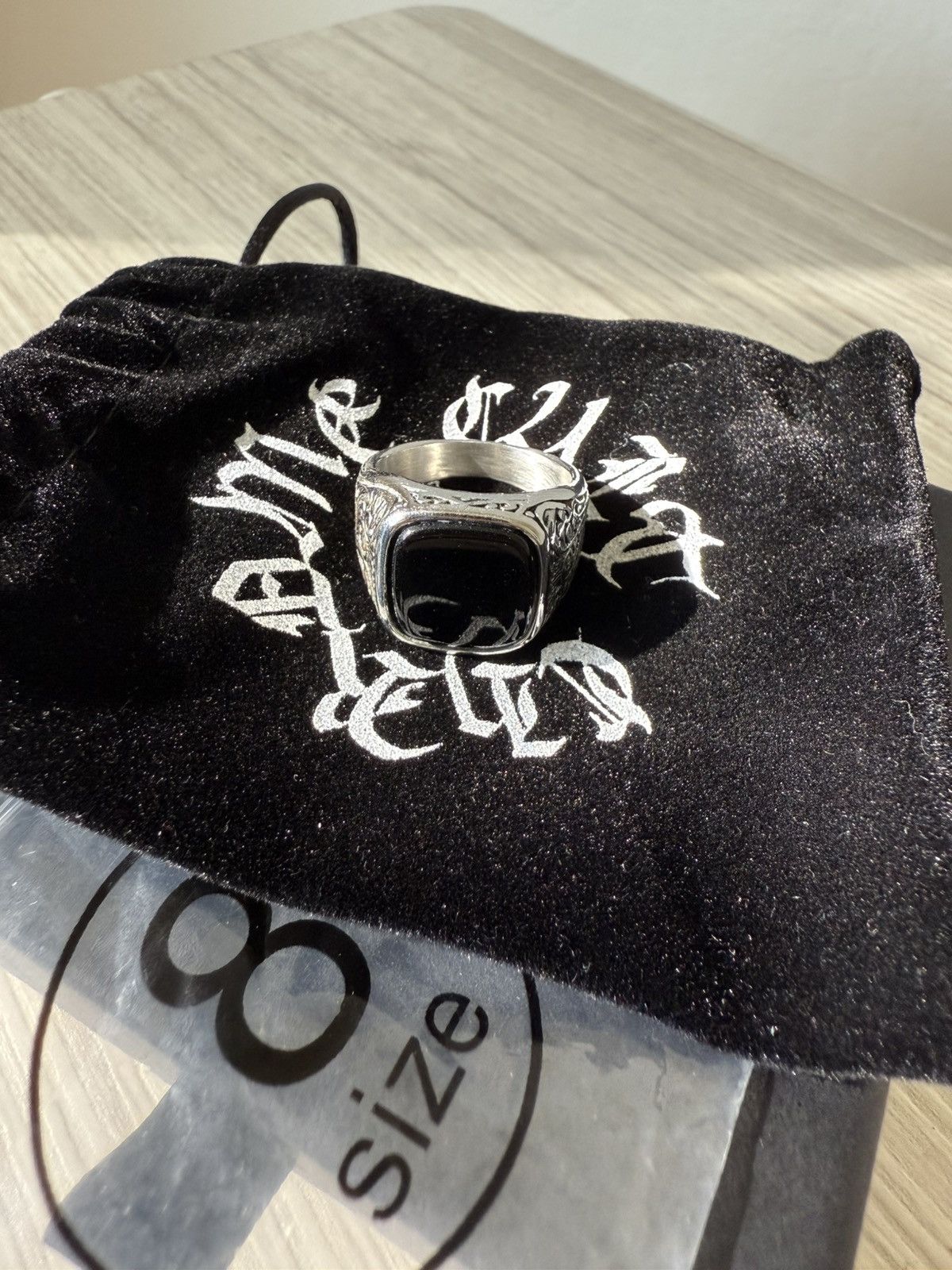 Jewelry Stainless steel ring w/ black gemstone by Chrome Cult Size ONE SIZE - 1 Thumbnail