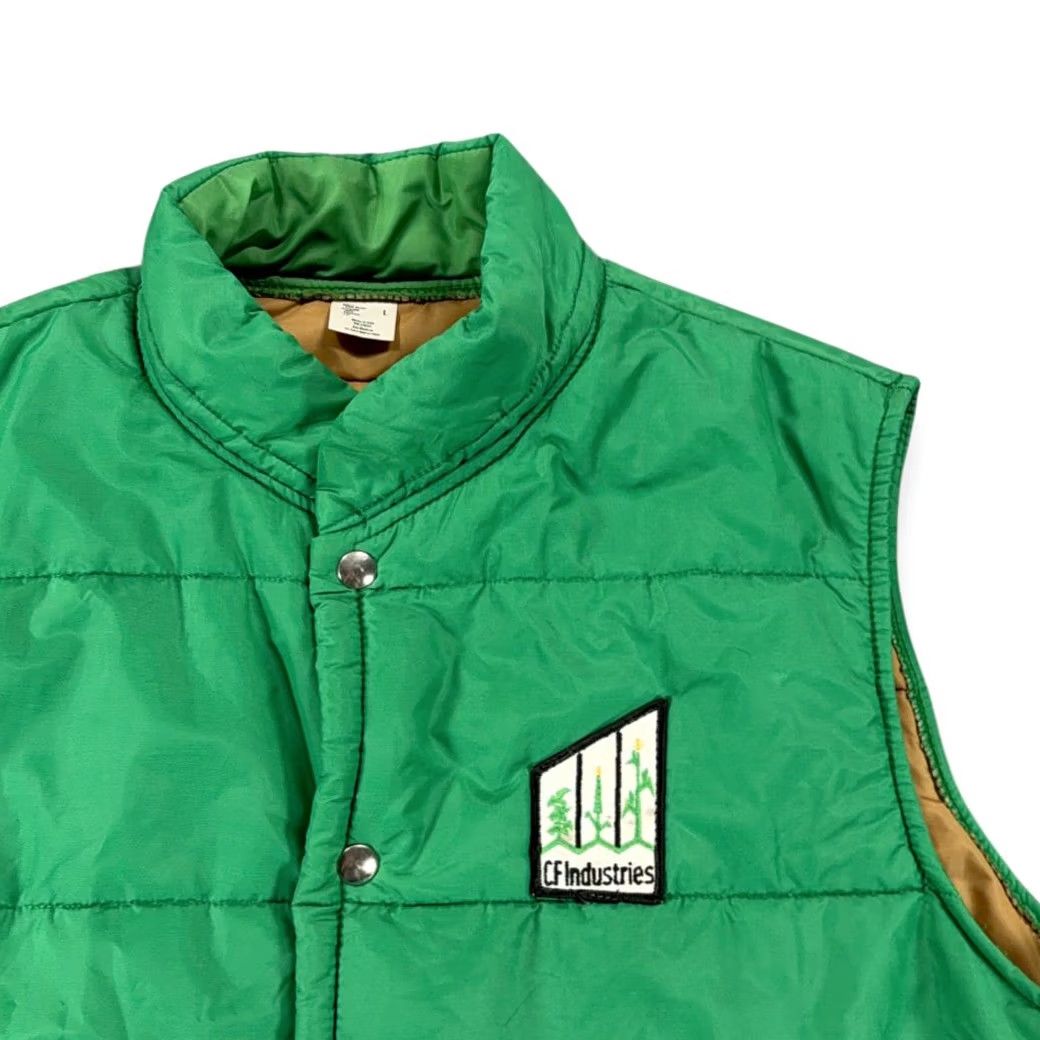 Industrie VINTAGE Unbranded Puffer Vest Shirt Mens LARGE Green 80s USA Quilted Nylon Front Pockets Size US L / EU 52-54 / 3 - 2 Thumbnail