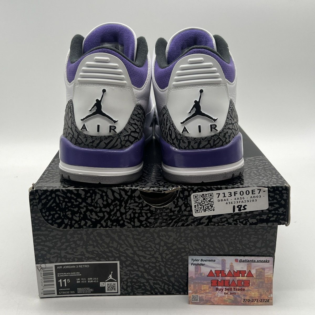 Jordan Brand Air Jordan 3 Dark Iris Size US 11.5 / EU 44-45 - 3 Thumbnail