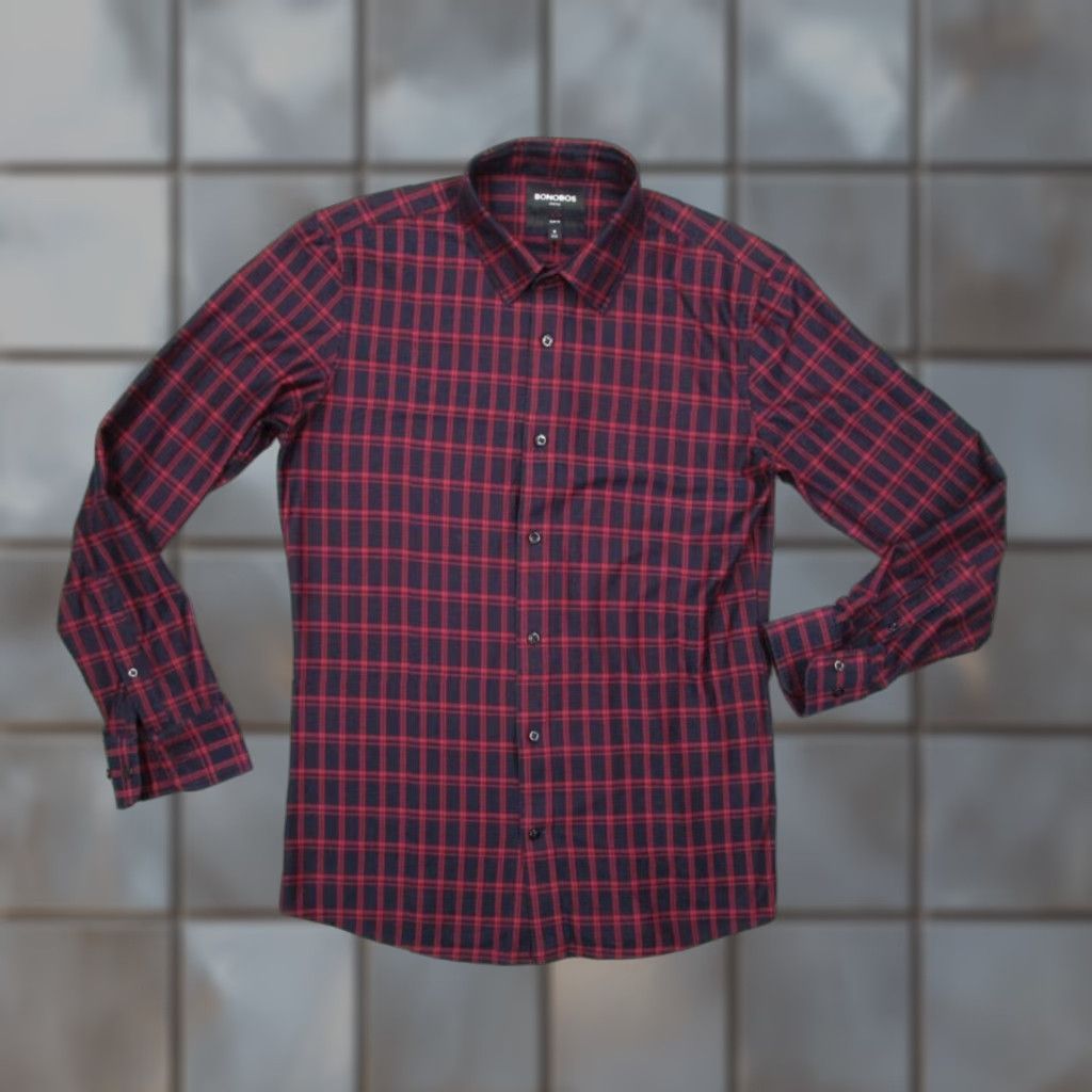 Bonobos Bonobos Dress Shirt Mens Slim Fit Red Check Button Up Work Shirt Size 40R - 1 Thumbnail