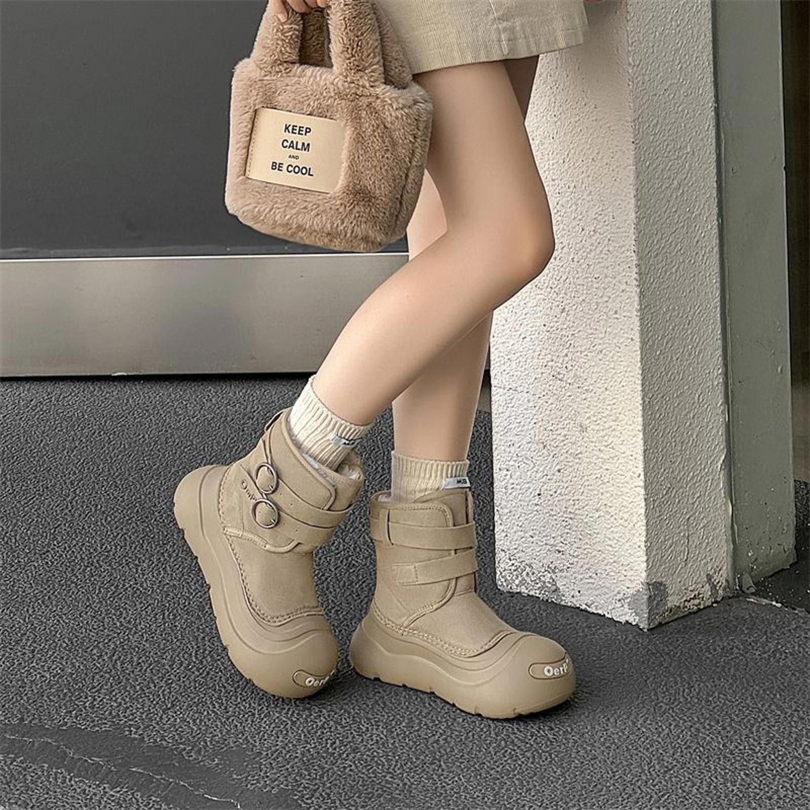 Japanese Brand Thick-Sole Height-Boost Snow Boots | Fleece-Lined Boots Size US 9 / EU 42 - 6 Thumbnail