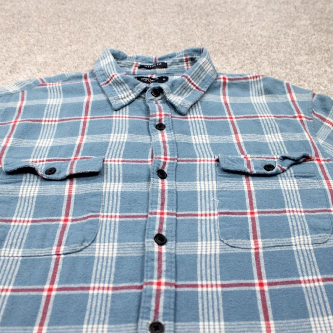 Lucky Brand Lucky Brand Plaid Button-Up Shirt Mens XL Blue/Red Flannel Classic Fit L/S Button-Up Size US XL / EU 56 / 4 - 4 Thumbnail