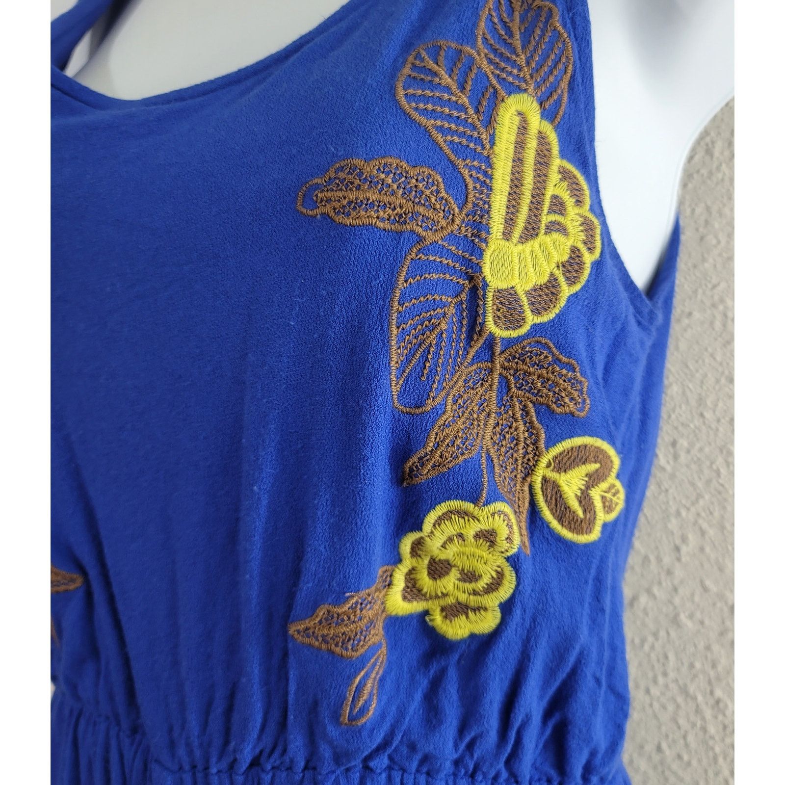 Other Illa Illa Blue Embroidered Floral Romper M Tie Back Size 32" / US 10 / IT 46 - 2 Thumbnail