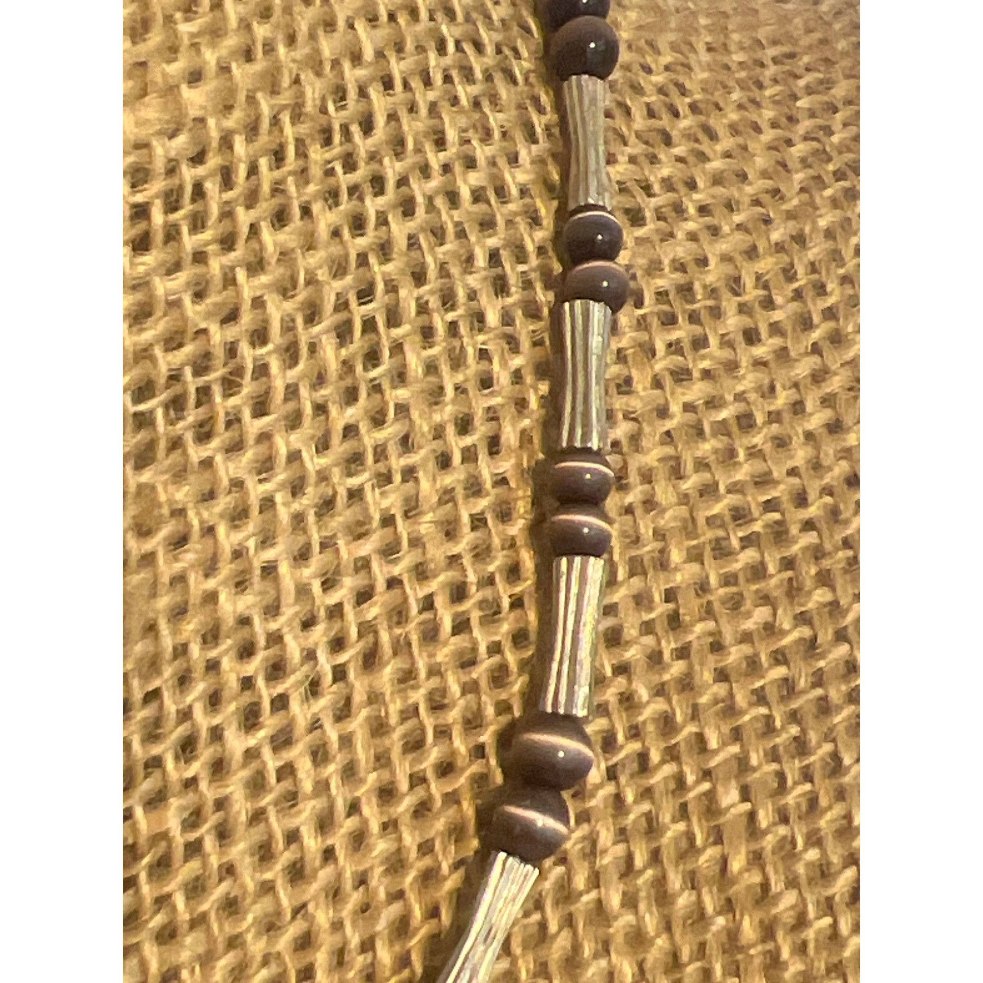Other Vintage Silver Tone Bead Necklace Cross Pendant Purple Gray Size ONE SIZE - 3 Thumbnail