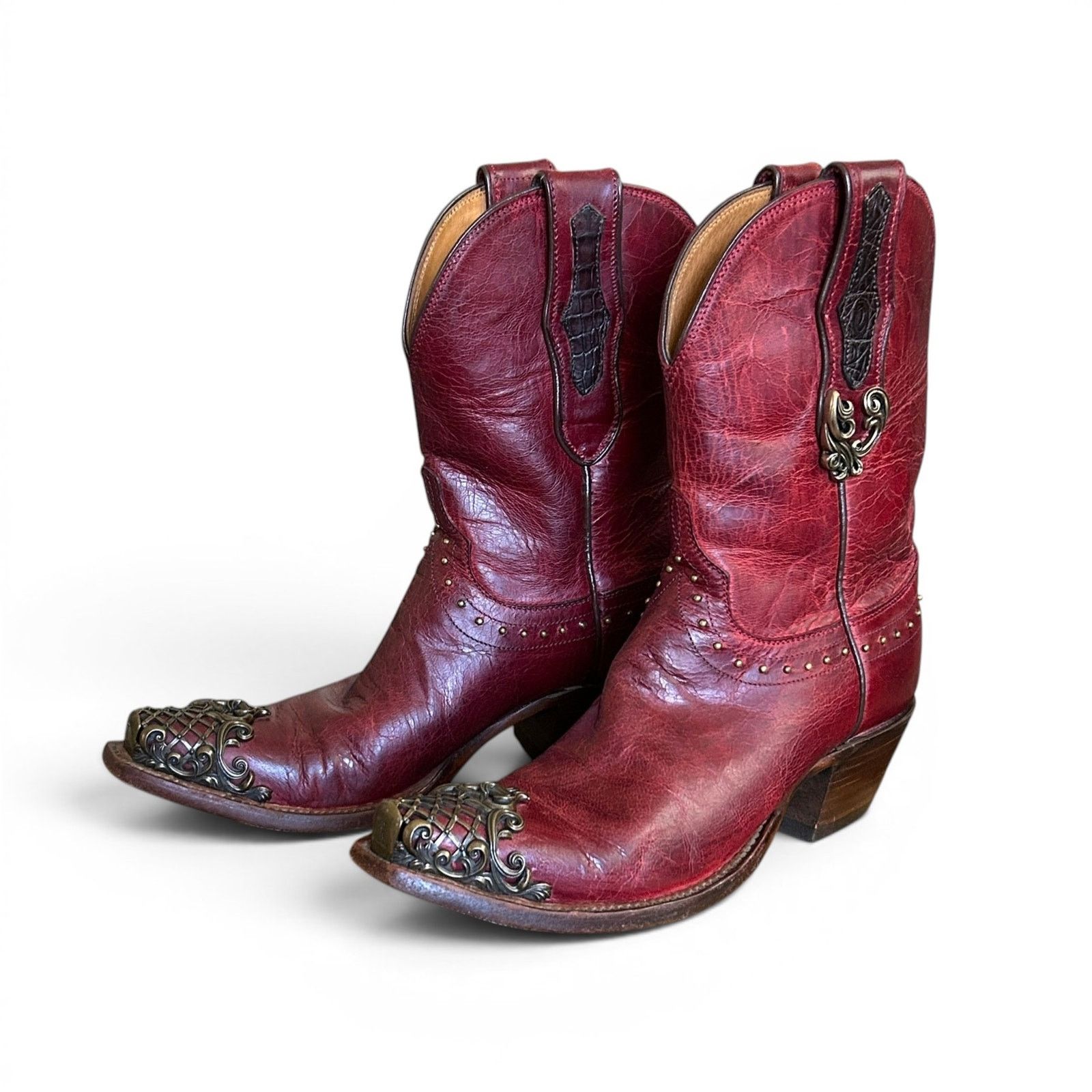 Lucchese Rare Lucchese Classic Filigree Brass Snip Toe Boot Sz 7 Size US 7 / IT 37 - 12 Thumbnail