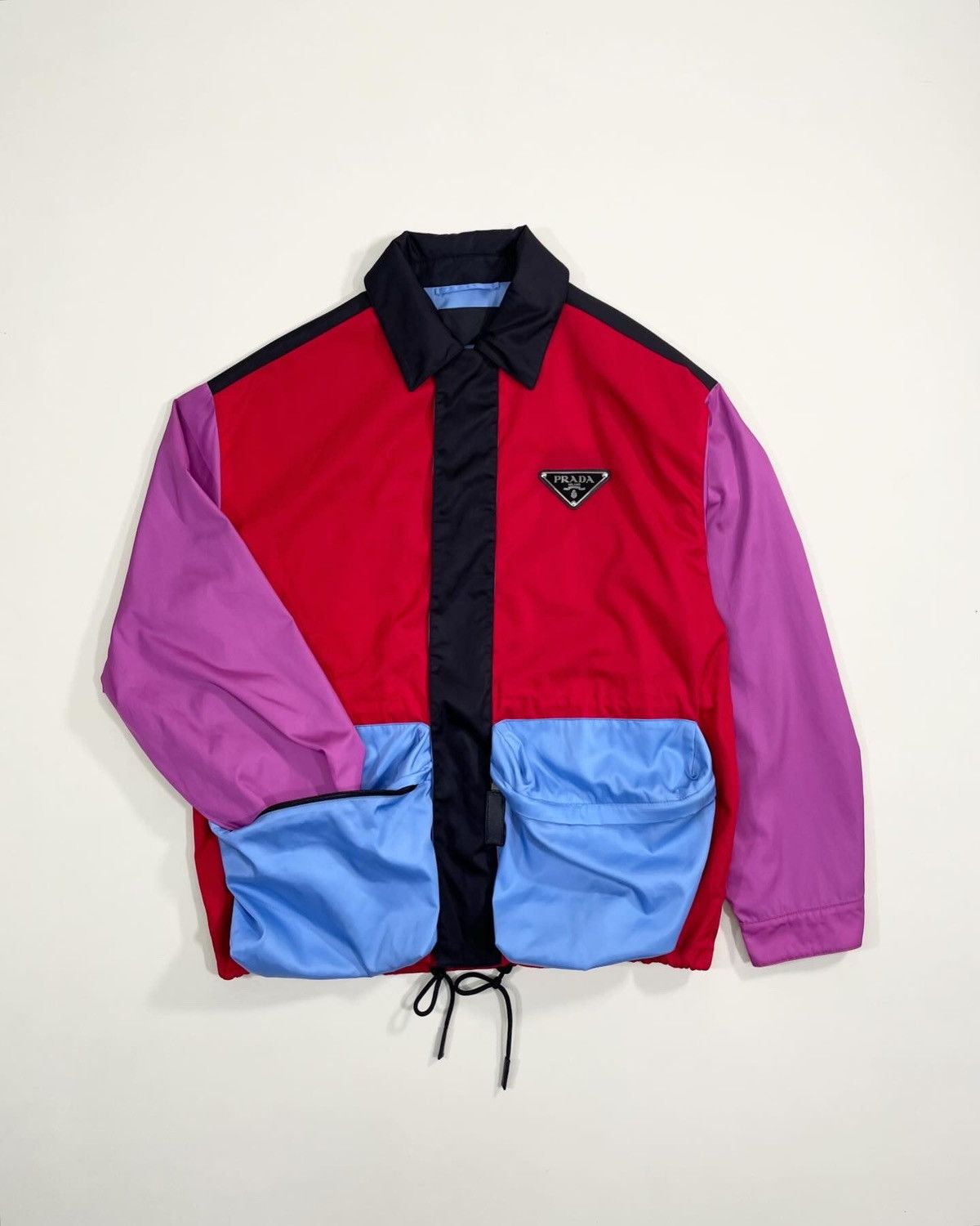 image of Prada Ss20 Color-Block Gabardine Nylon Jacket, Men's (Size Small)