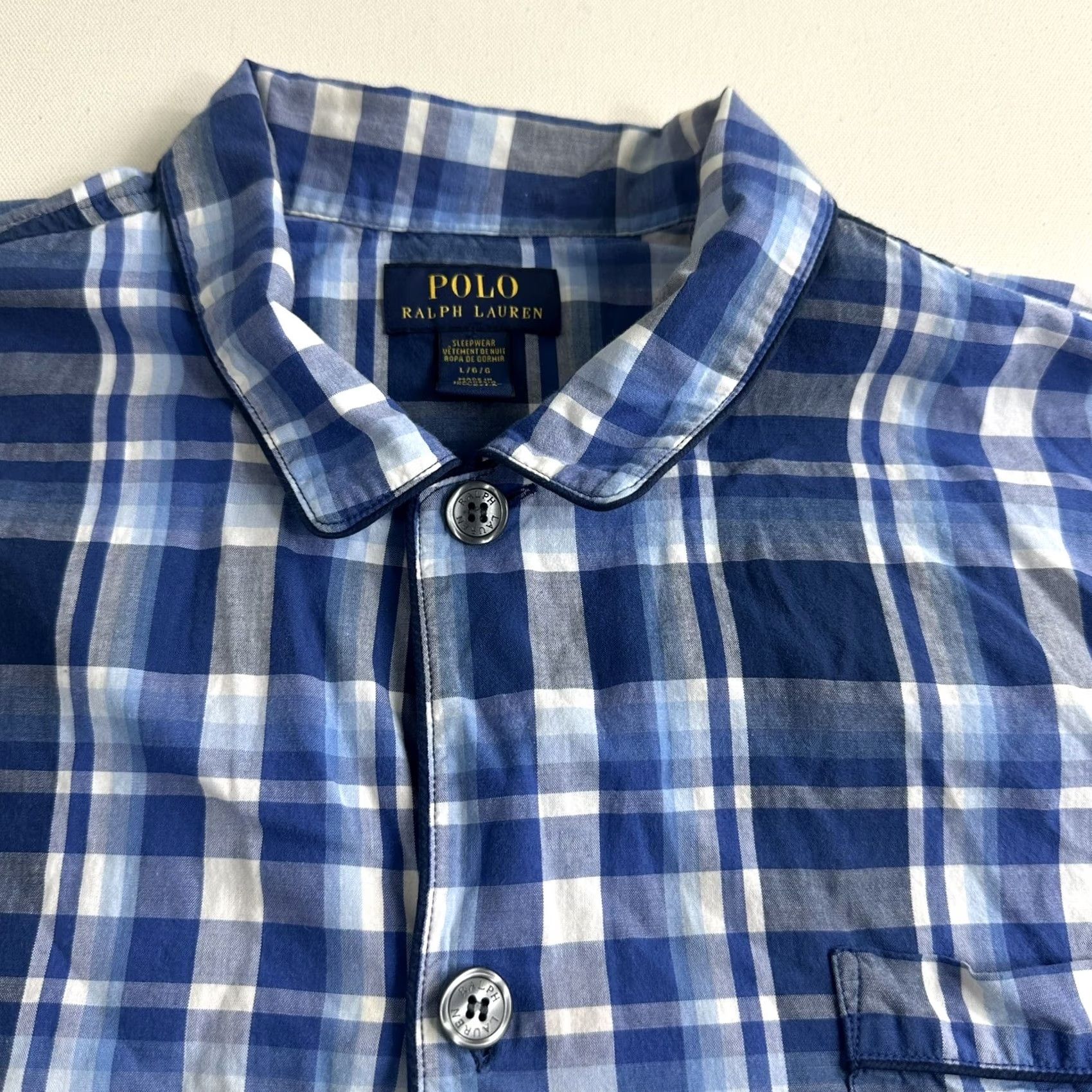 Ralph Lauren Polo Ralph Lauren Button Shirt Mens Large Plaid Blue Pajama Top Sleepwear Cotton Size US L / EU 52-54 / 3 - 3 Thumbnail