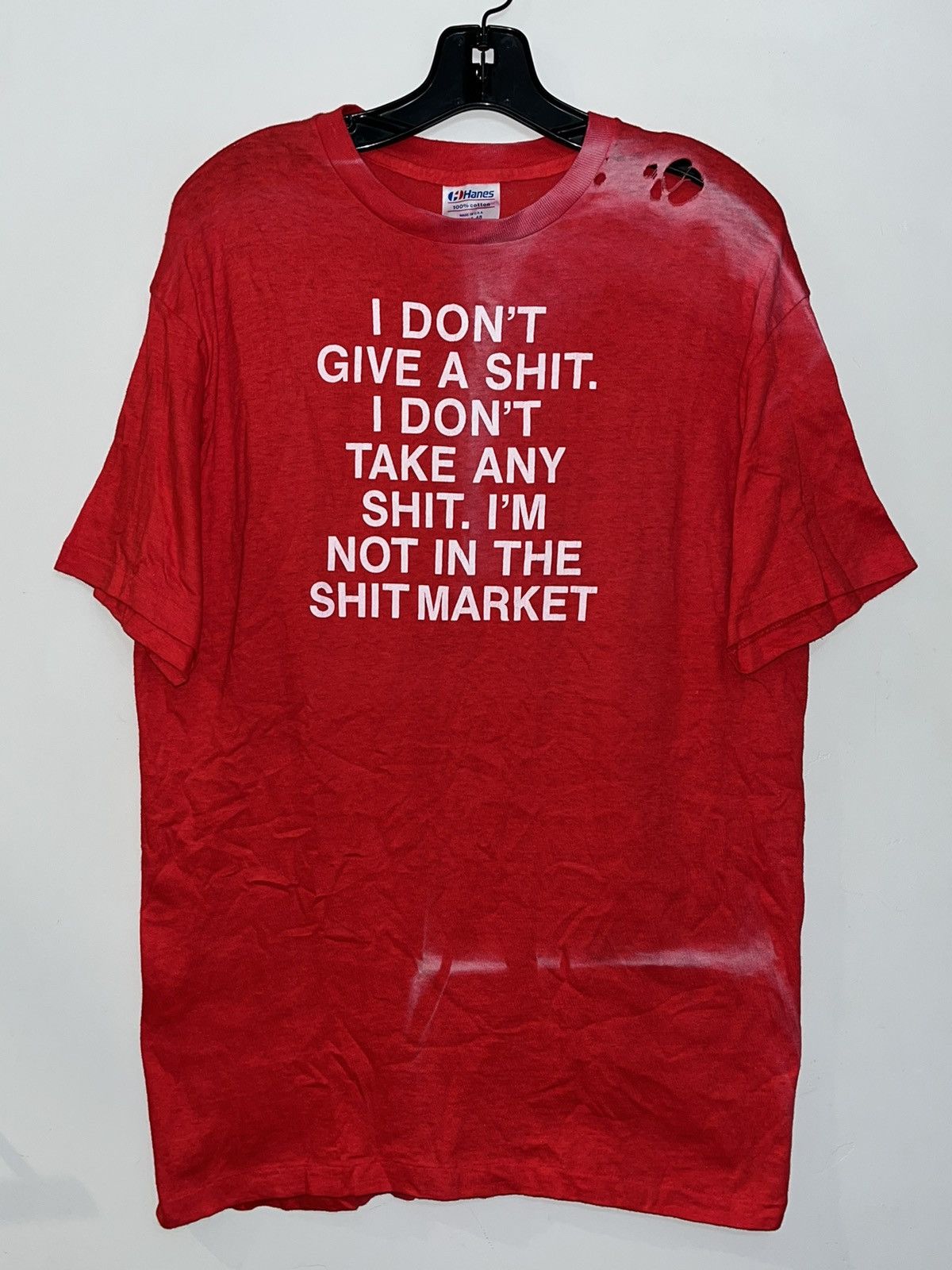 image of Unsound Rags x Vintage Crazy Vintage 80’S Cyber Grunge Baggy Skater Offensive Shirt in Red (Size XL