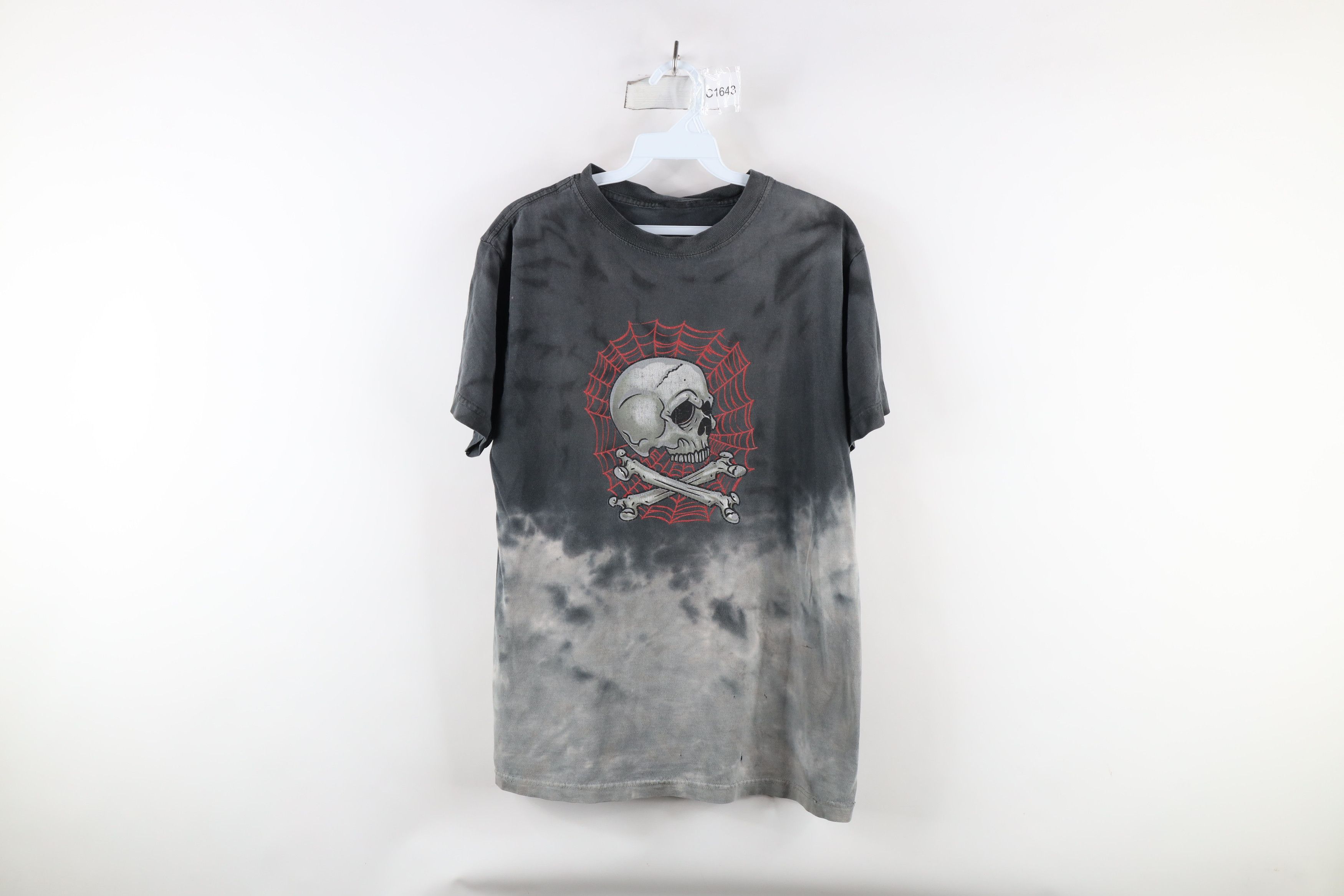 Vintage Vintage 90s Streetwear Bones Spider Web Acid Wash T-Shirt Size US S / EU 44-46 / 1 - 1 Thumbnail