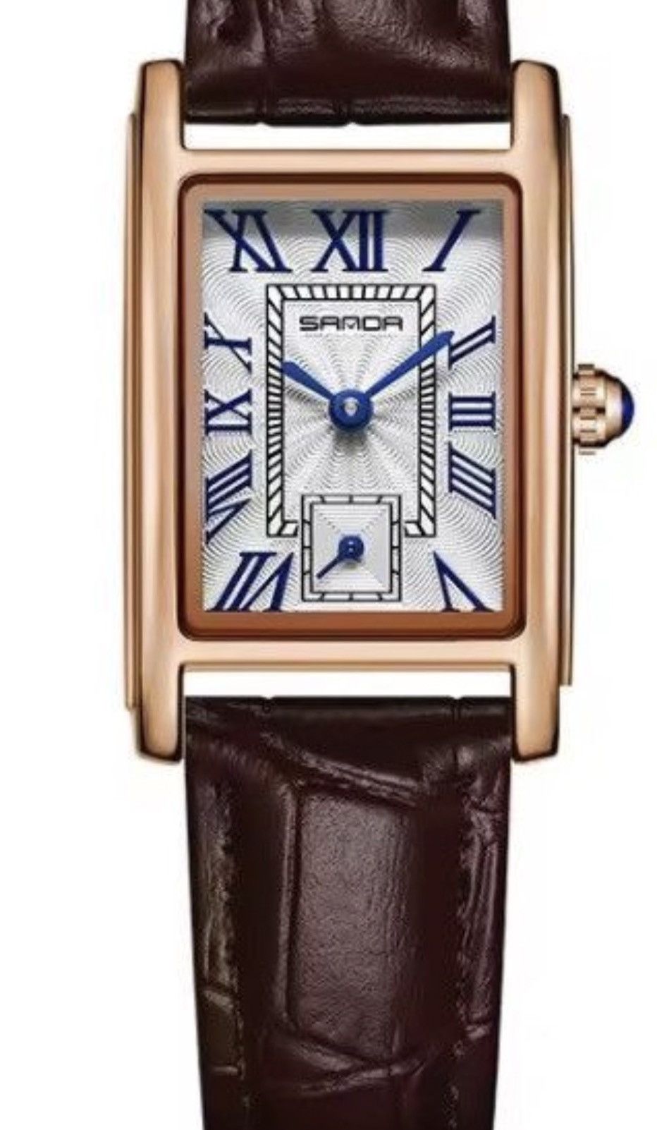 Jewelry RECTANGULAR Watch - Roman Numeral Dial - Embossed Leather Size ONE SIZE - 11 Thumbnail