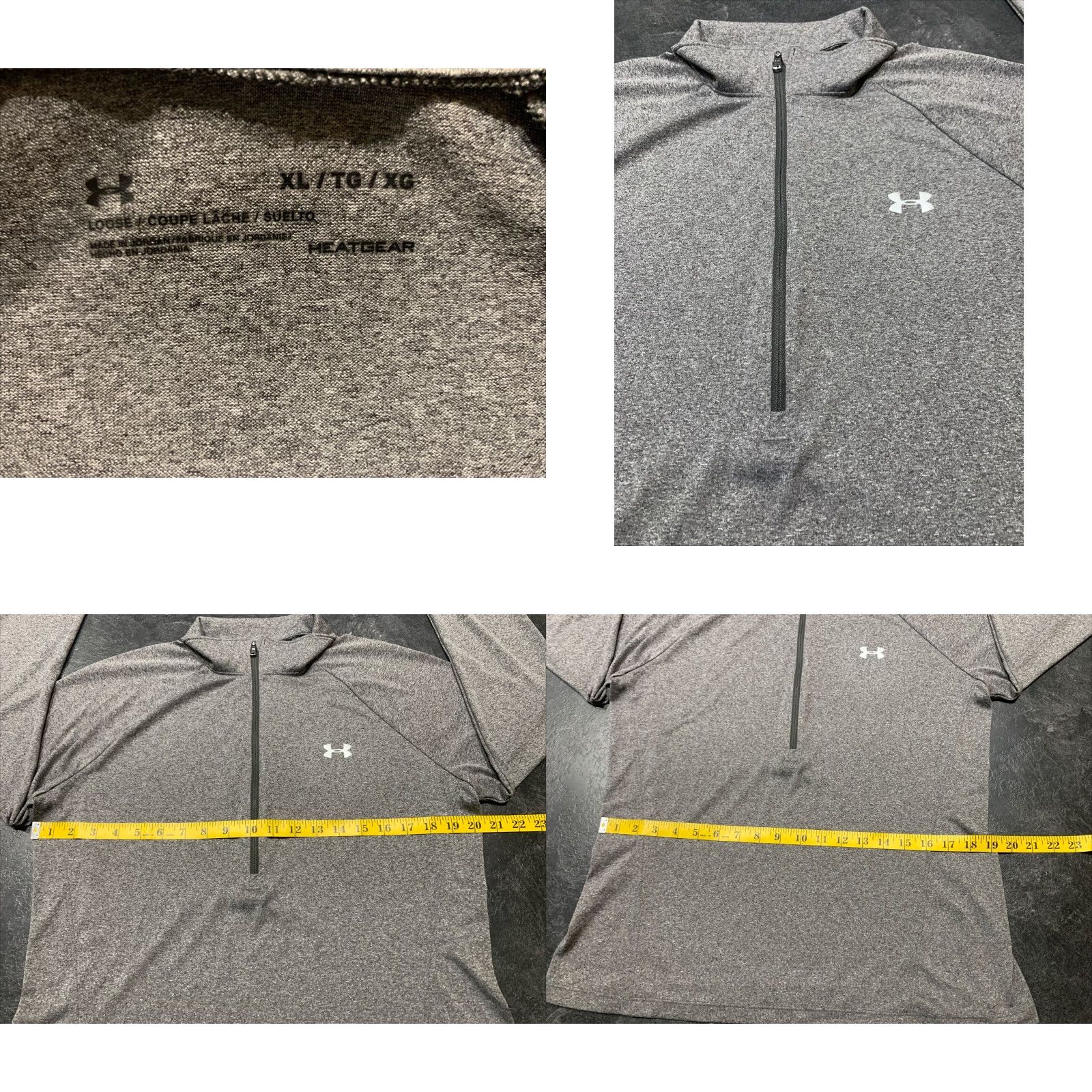 Under Armour VINTAGE Under Armour HeatGear Womens Long Sleeve 1/4 Zip Pullover Top Size XL Gray Activewear Sports Size XL / US 12-14 / IT 48-50 - 8 Thumbnail