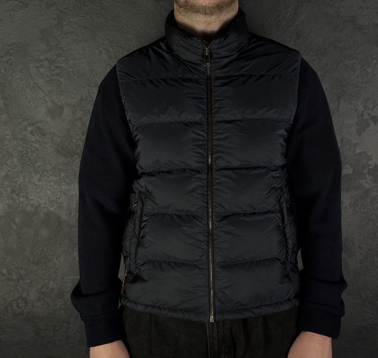 Prada Prada Red Tab Designer Down Puffer Jacket Wool Nylon Men’s Size US M / EU 48-50 / 2 - 2 Thumbnail