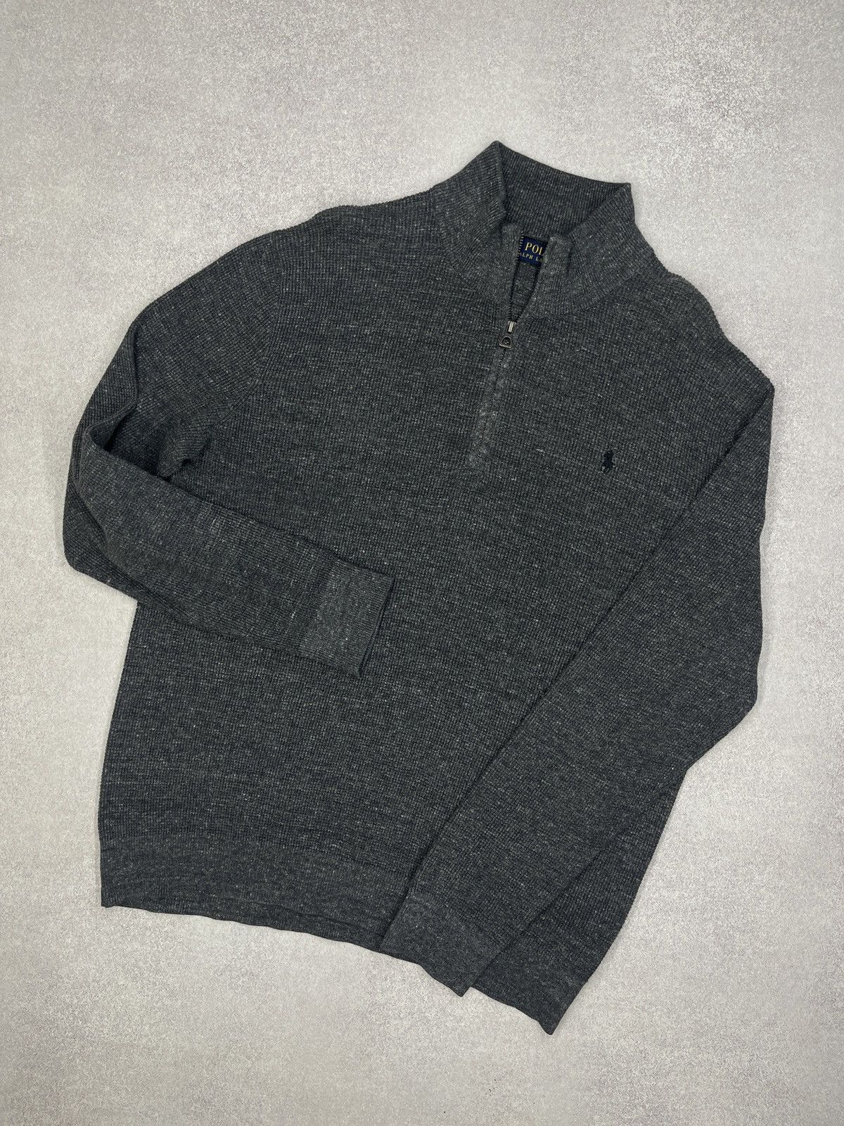 Mens Polo Ralph Lauren Half Zip 1/4 Grey Pullover Y2K Rugby