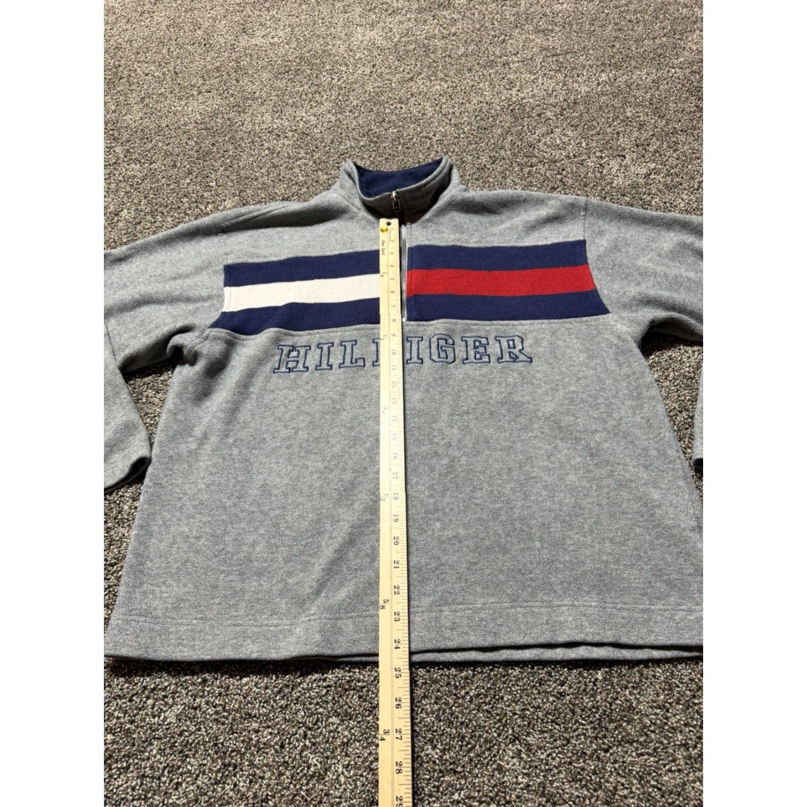 Tommy Hilfiger VINTAGE Tommy Hilfiger Spellout 1/4 Zip Fleece Pullover XL Gray 90s Men’s Size US XL / EU 56 / 4 - 5 Thumbnail