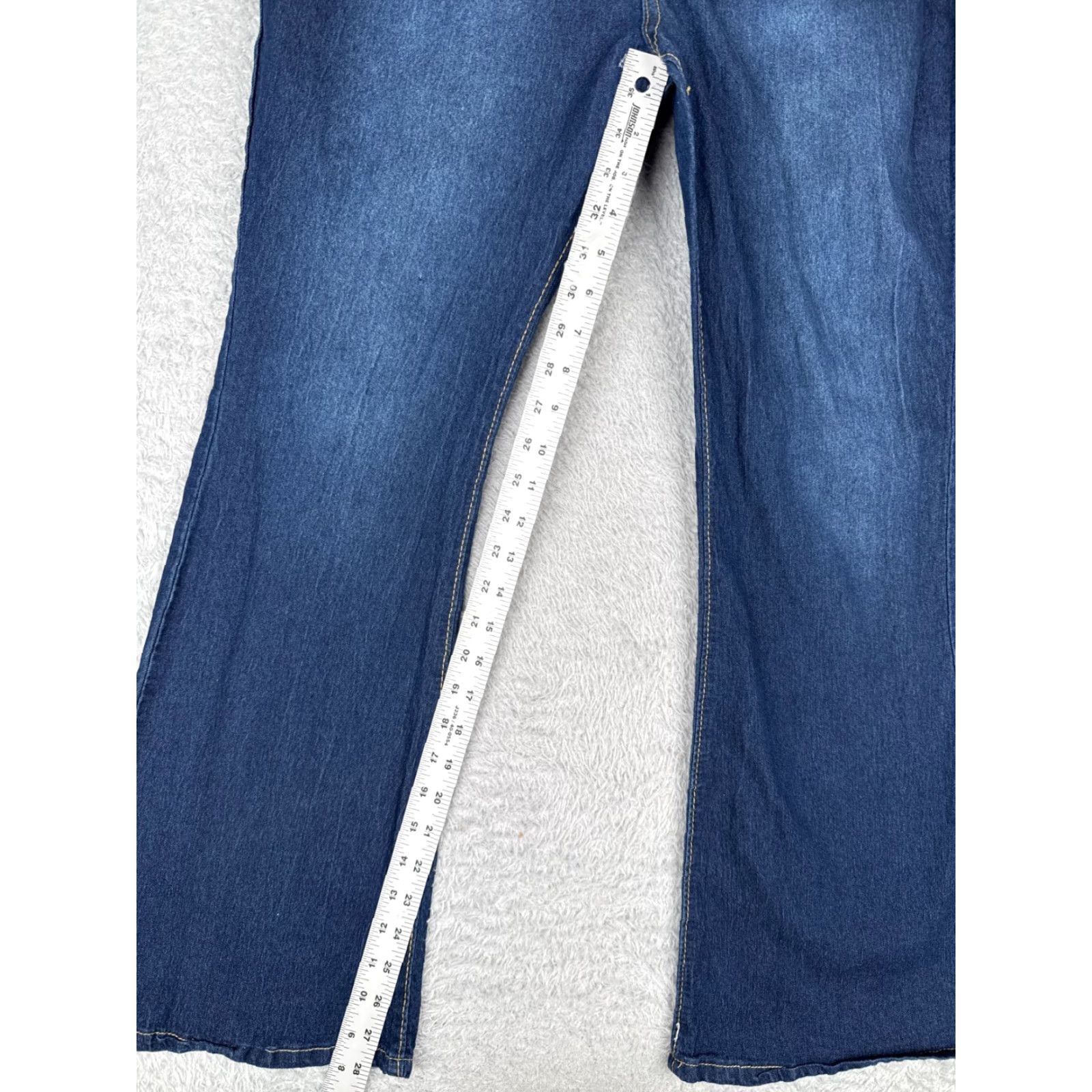 Vintage Womens Jeans 32 Blue Denim Flared High Rise Button Fly 32x28 Dark Wash Cotton Size 24" / US 00 / IT 34 - 7 Thumbnail