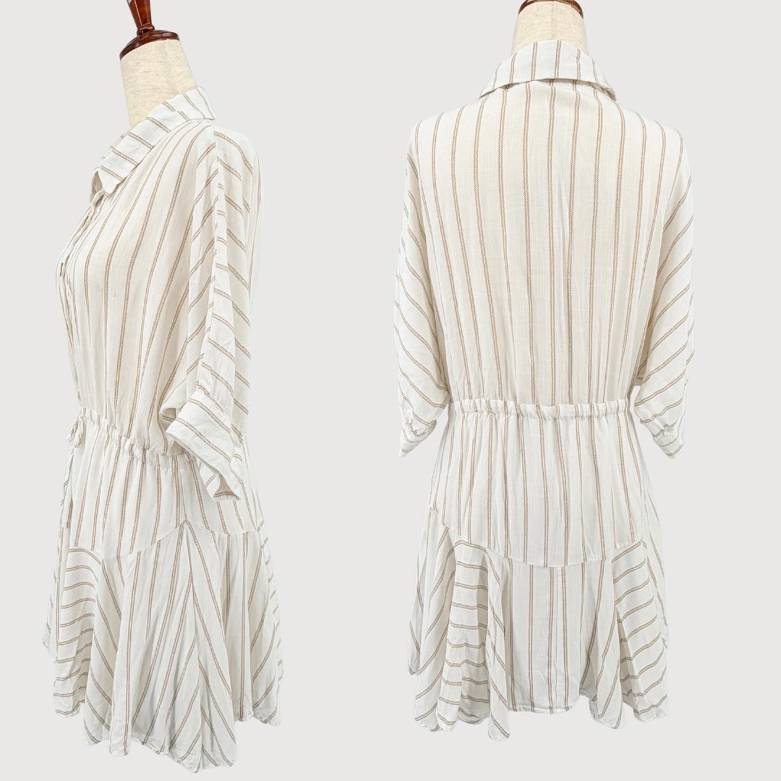Kai Aakmann AAKAA Dress Boho Handkerchief Hem Ivory Stripe M Size M / US 6-8 / IT 42-44 - 3 Thumbnail