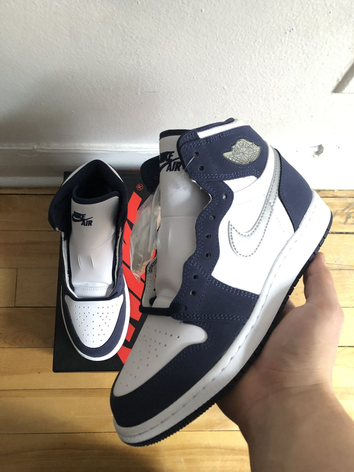 Jordan Brand × Nike JORDAN 1 MIDNIGHT NAVY JOCO GS Size US 7 / IT 37 - 1 Thumbnail