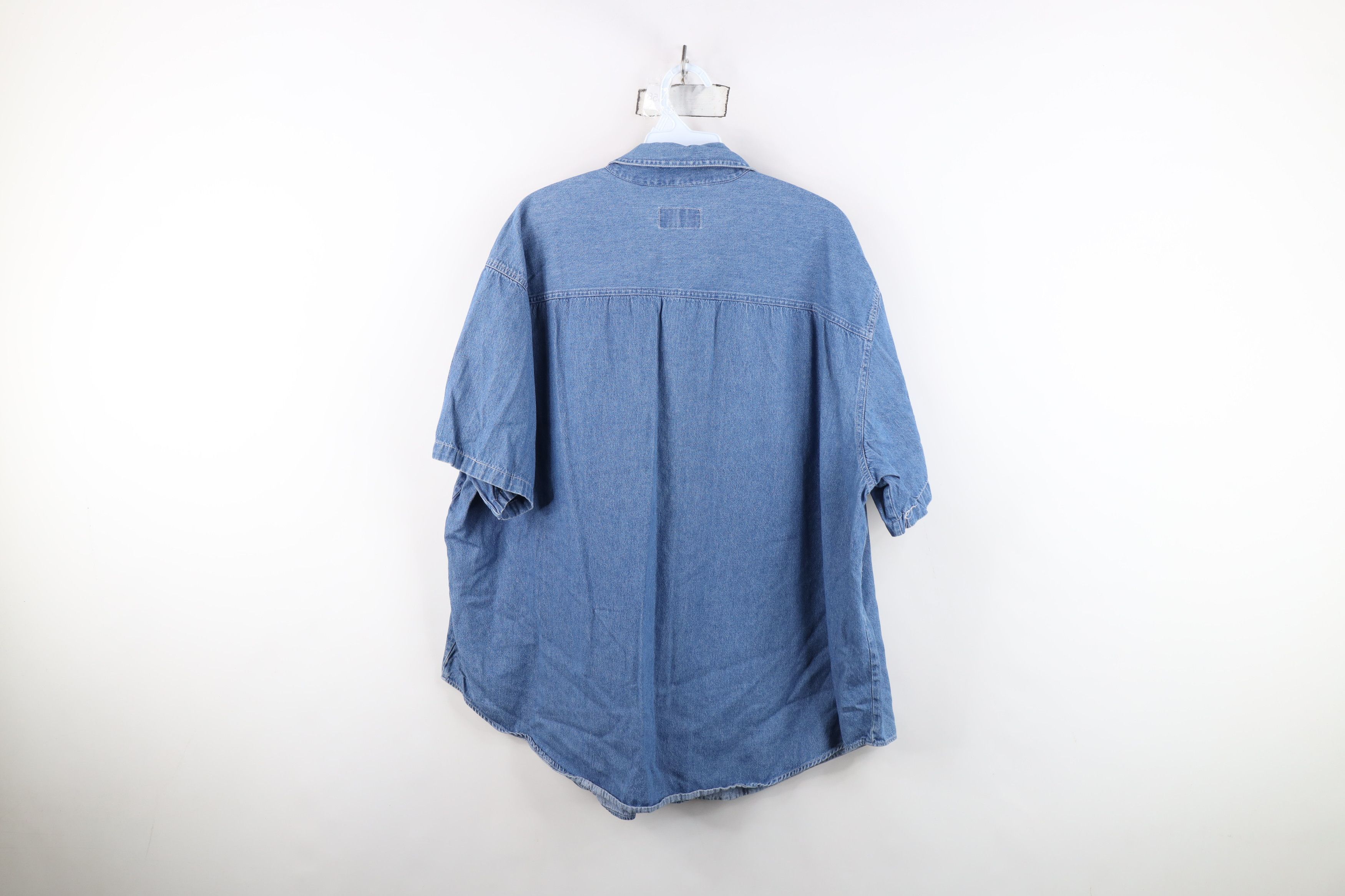 Vintage Vintage 90s Streetwear Baggy Short Sleeve Denim Button Shirt Size S / US 4 / IT 40 - 12 Thumbnail