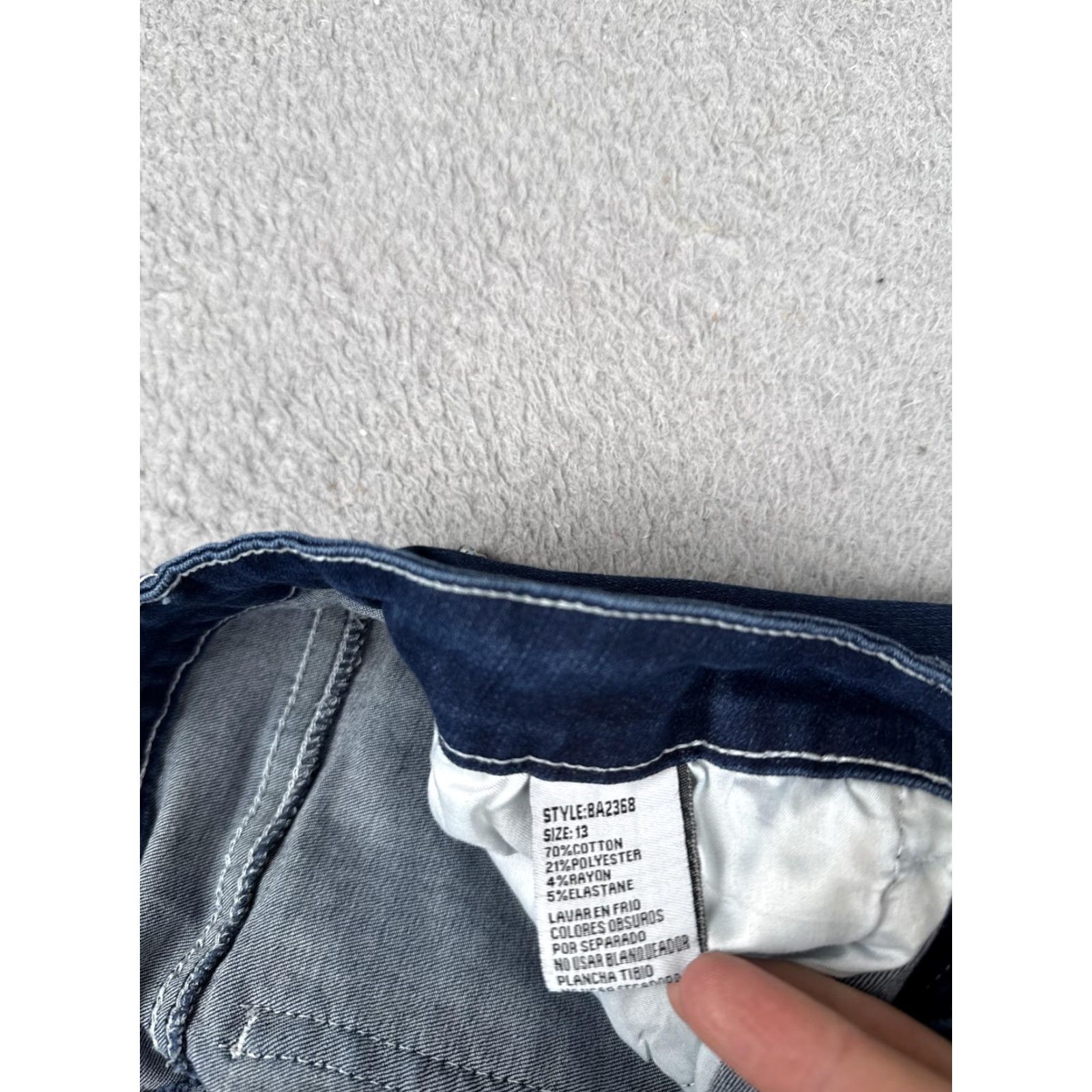 Vintage Bamboo Jeans Juniors 13 Blue Medium Wash Mid Rise Flare Crochet 30x30 Denim Size 34" / US 12 / IT 48 - 7 Thumbnail