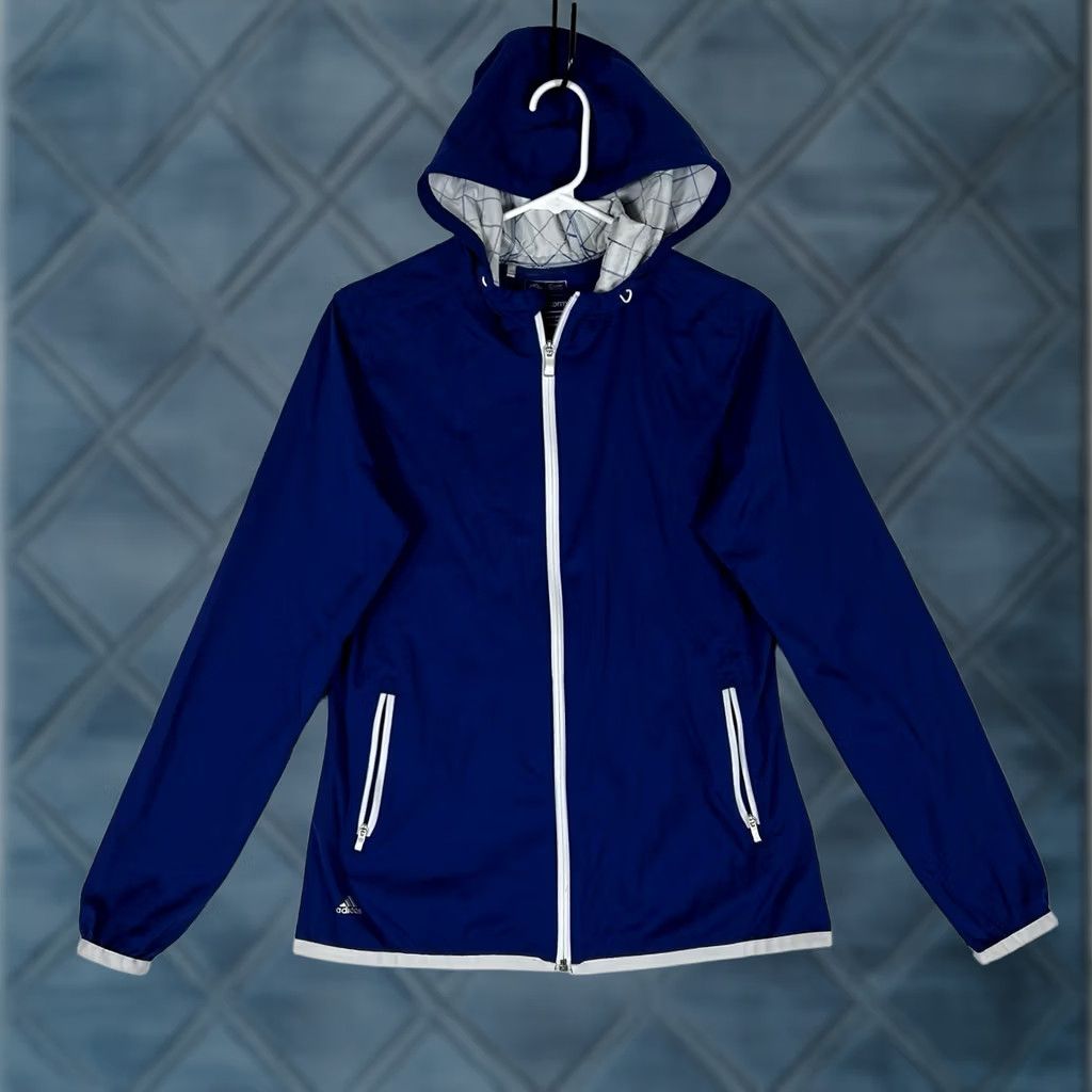 Adidas Adidas Climastorm Full Zip Hooded Rain Jacket Womens Medium Blue Mid Length Top Size M / US 6-8 / IT 42-44 - 1 Thumbnail