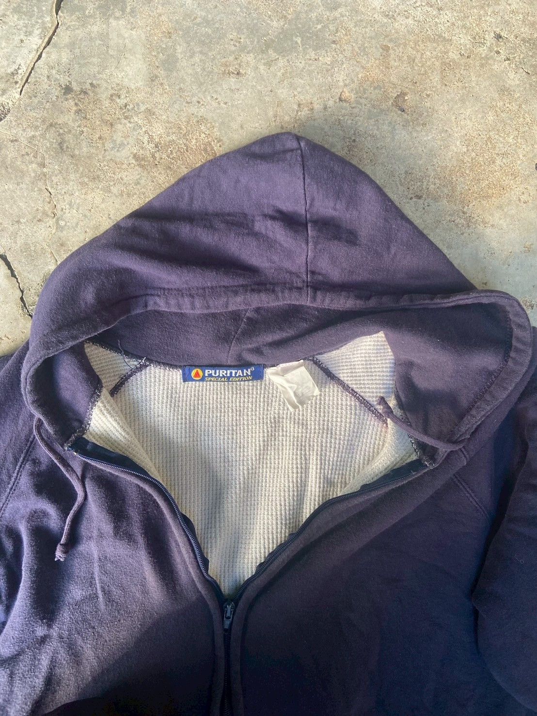 Japanese Brand × Vintage Vintage zip up waffle lined oversize hoodie 80s boxy fit Size US M / EU 48-50 / 2 - 6 Thumbnail