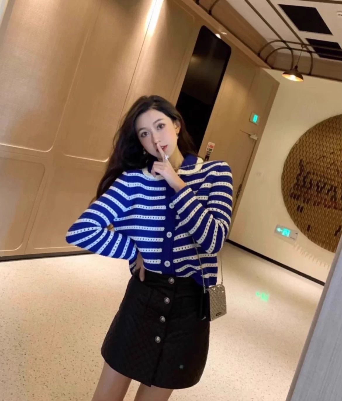 Miu Miu MIU MIU Blue & White Stripe Single-Breasted Knit Cardi Size XS / US 0-2 / IT 36-38 - 2 Thumbnail