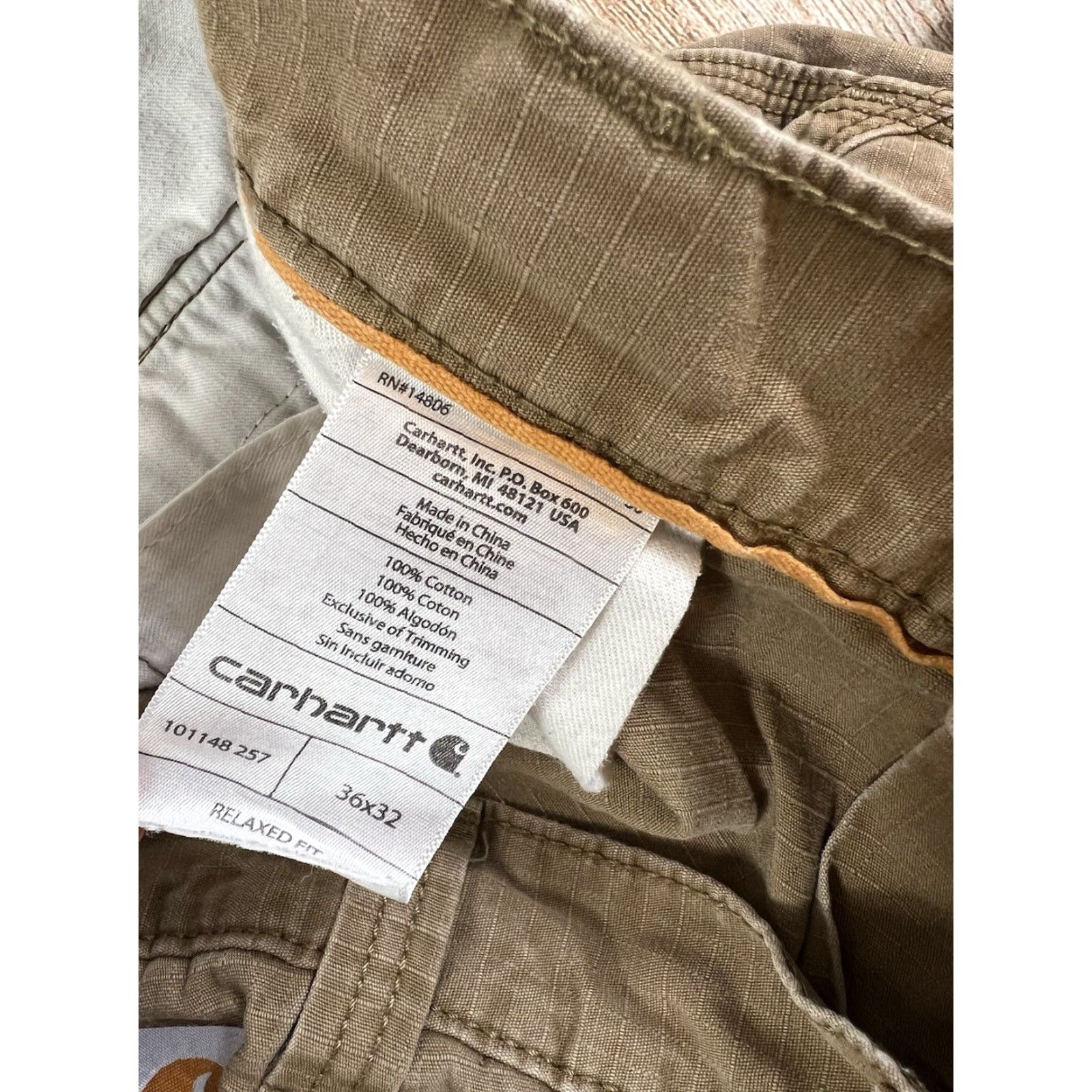 Carhartt VINTAGE Distressed Mens Carhartt Force Cargo Canvas Pants Khaki 36x32 Beige Workwear Pockets Mens Size US 36 / EU 52 - 6 Thumbnail