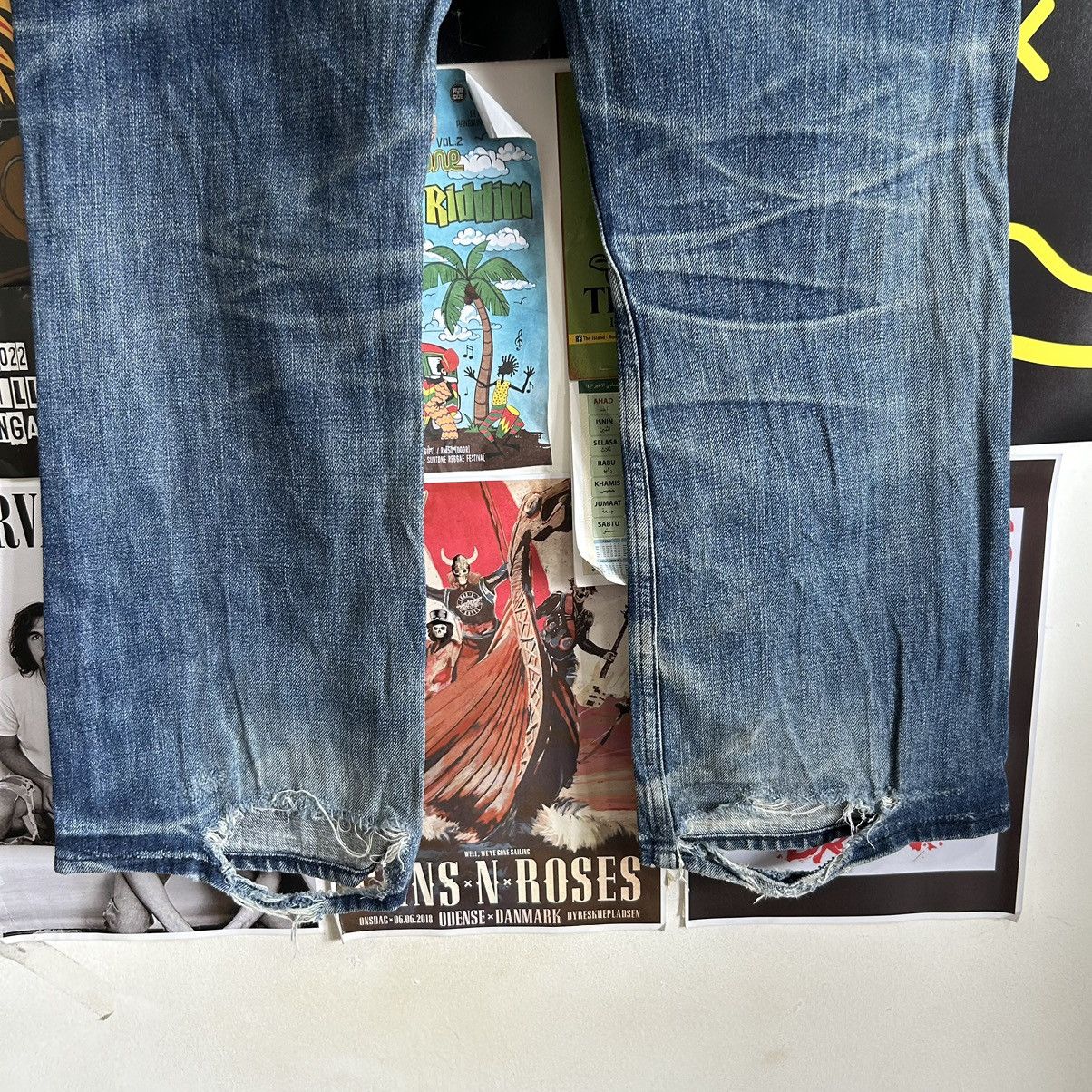 Vintage Vintage Rag Machine Blue Wash Distressed Denim Size US 34 / EU 50 - 11 Thumbnail