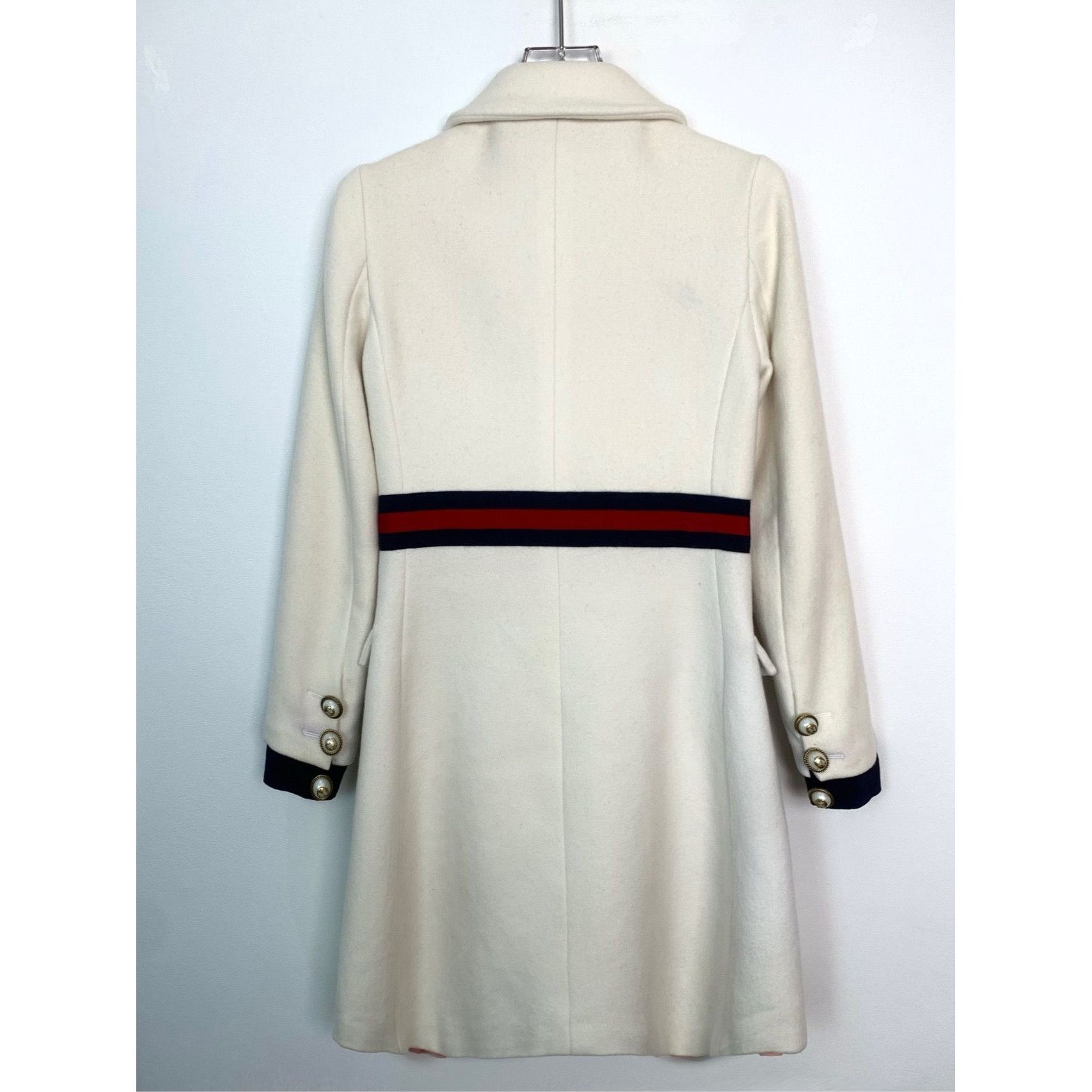 Gucci Gucci Womens Wool Coat With Signature Web Stripe & Gold Butt Size XS / US 0-2 / IT 36-38 - 2 Thumbnail
