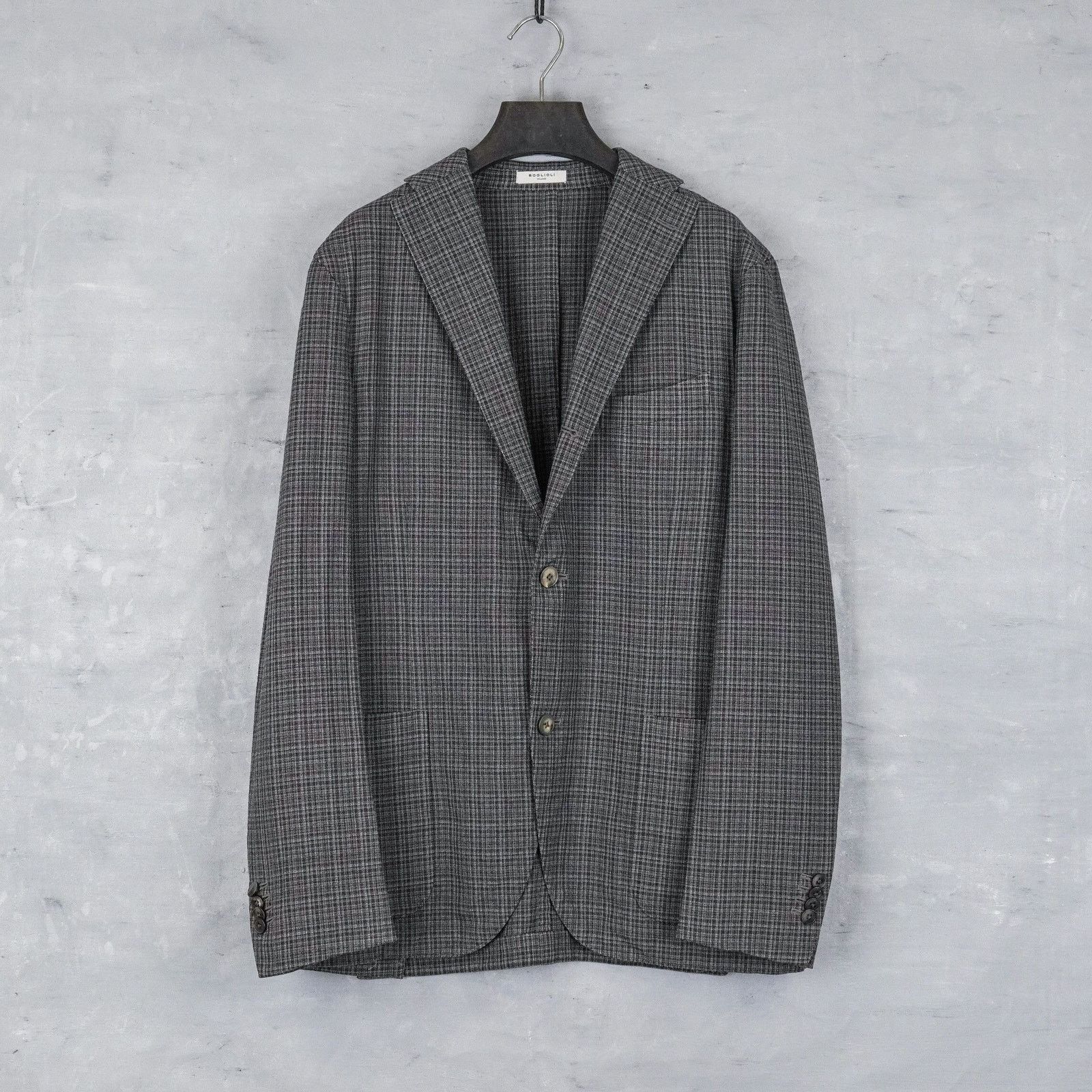 Boglioli Boglioli gray check wool silk lightweight blazer k jacket Size US M / EU 48-50 / 2 - 1 Thumbnail