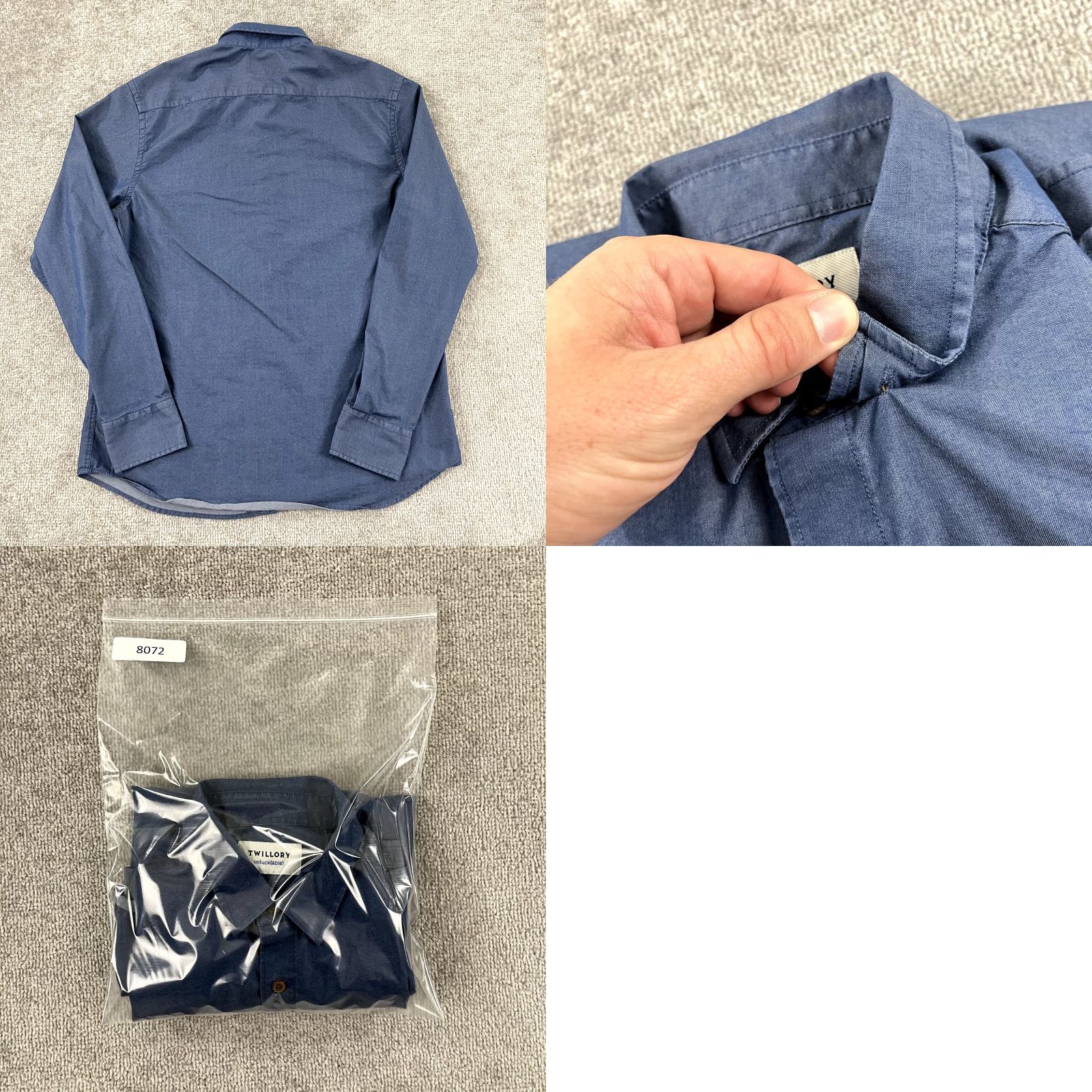 Vintage VINTAGE Twillory Men’s Dress Shirt Long Sleeve Blue Cotton/Nylon Spandex Button-Down Business Casual Classic Untuckable M Size 40R - 8 Thumbnail
