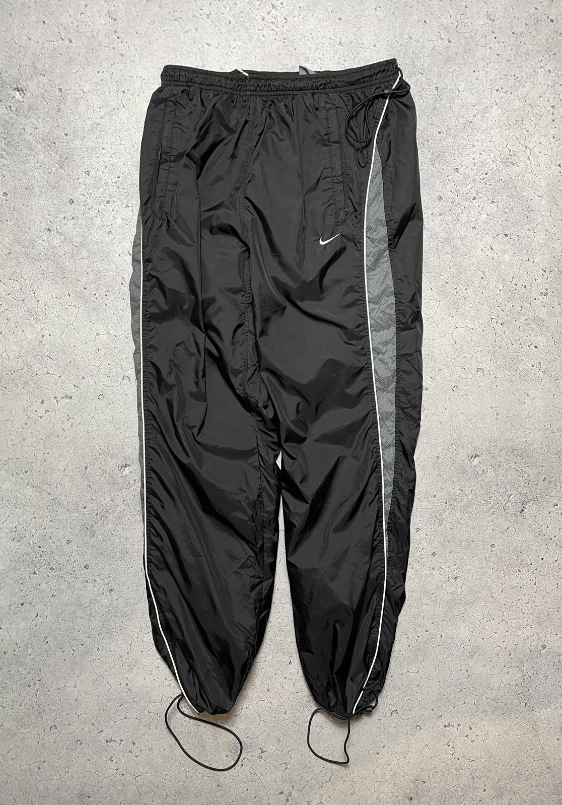 archive nike flare nylon pants y2k black