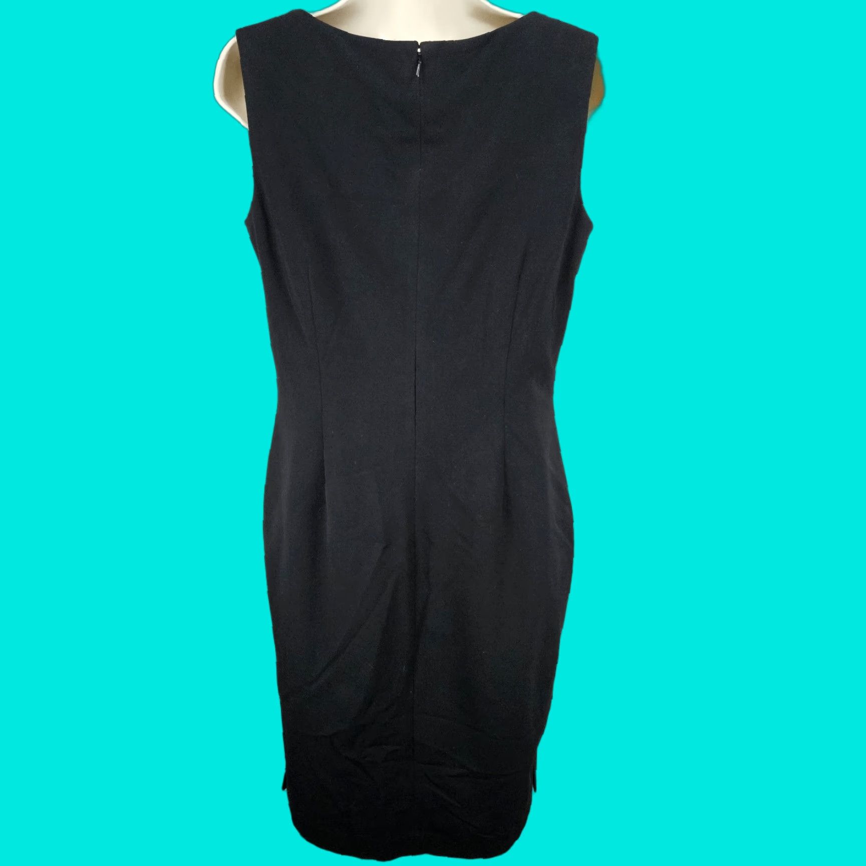 Vintage Caslon Black Dress Sleeveless Midi Sheath Lined Back Zip Side Slits Stretch 8 Size M / US 6-8 / IT 42-44 - 1 Thumbnail