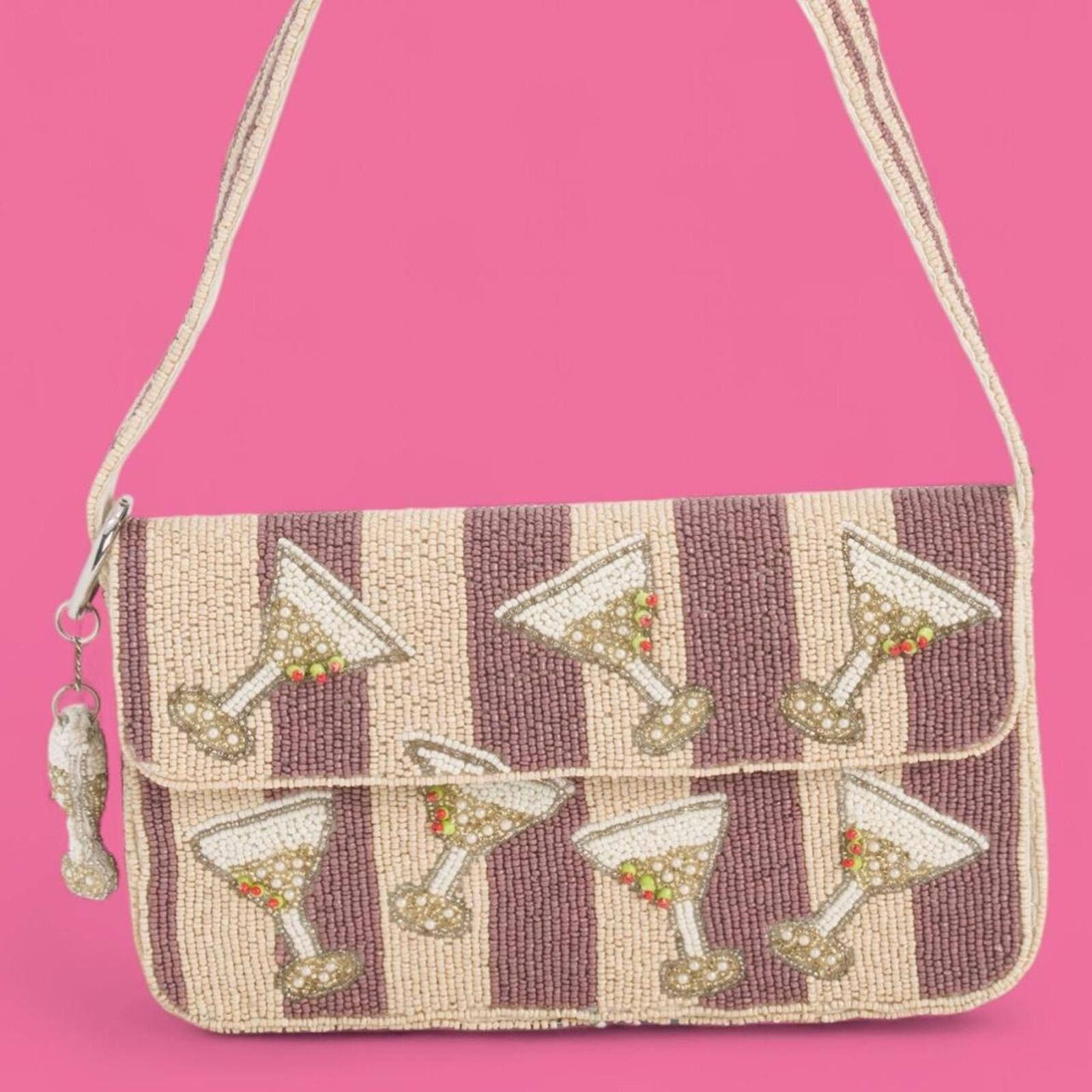 Marsell TikTok viral Multicoloured Beaded Bag Martini Olive Striped Size ONE SIZE - 1 Thumbnail
