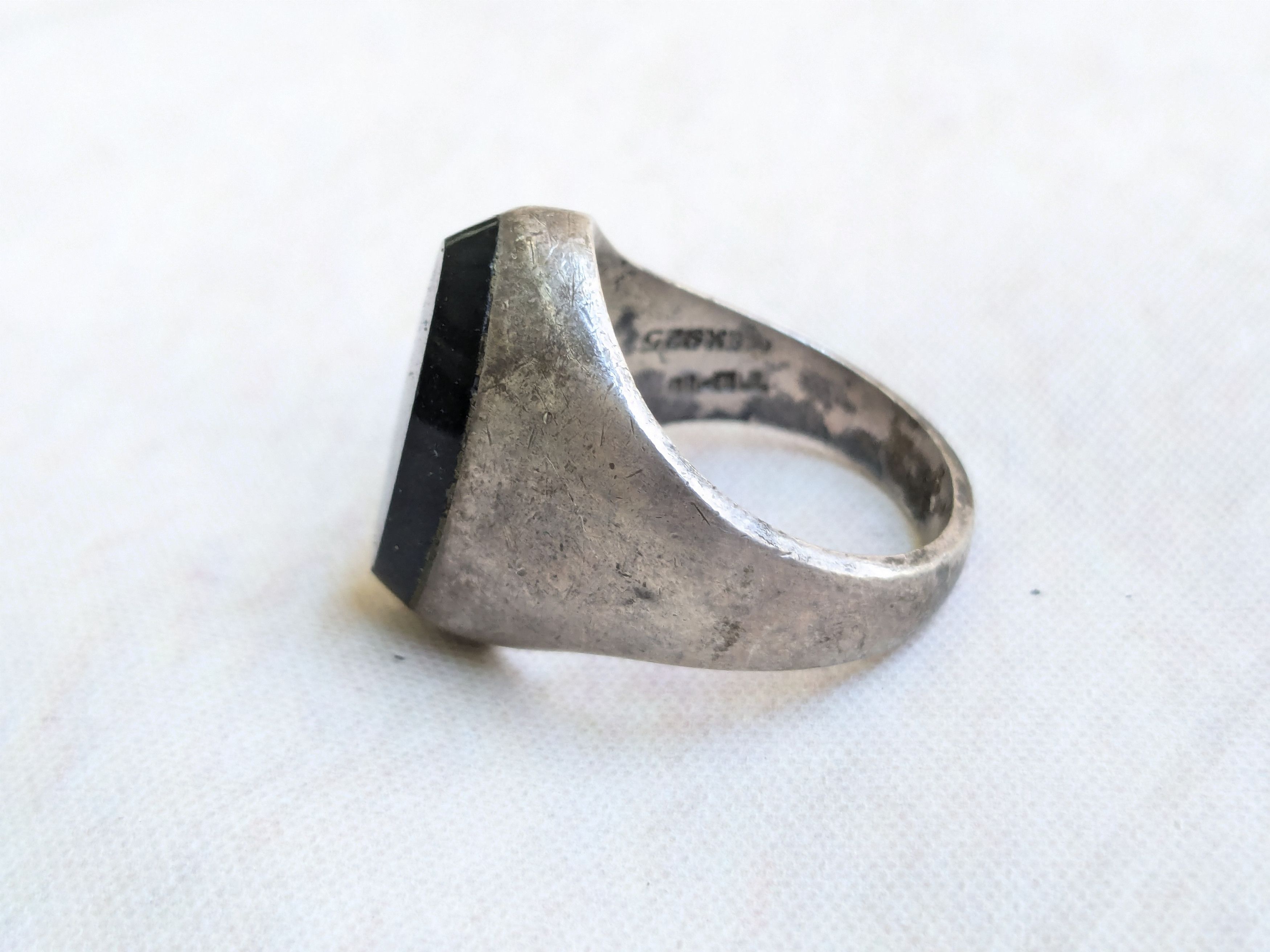 Jewelry Vintage Sterling Silver Ring Black Onyx 10.25 Taxco Mexico Size ONE SIZE - 6 Thumbnail