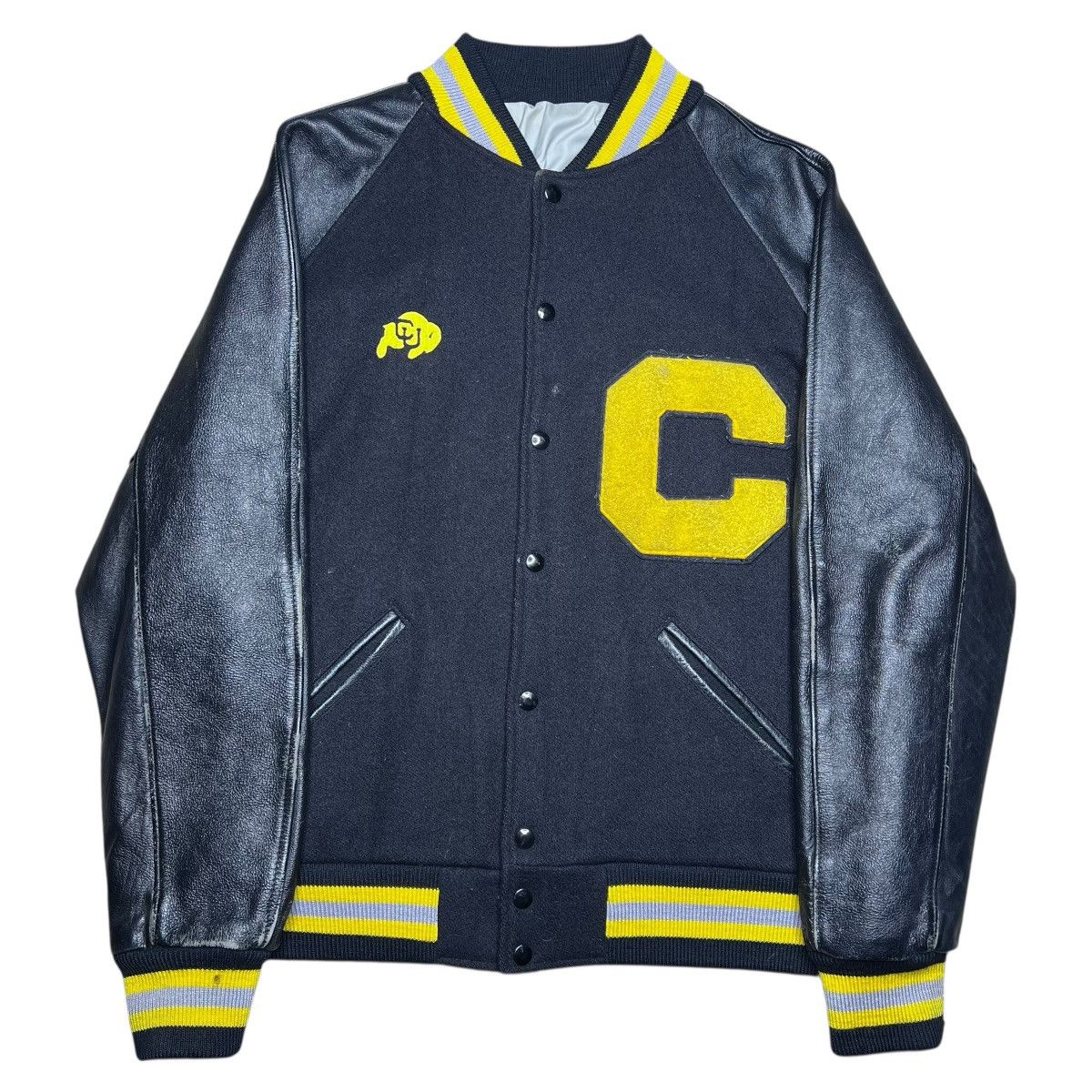 NCAA 1980s NCAA Colorado Buffaloes Wool Leather Varsity Jacket Size US L / EU 52-54 / 3 - 1 Thumbnail