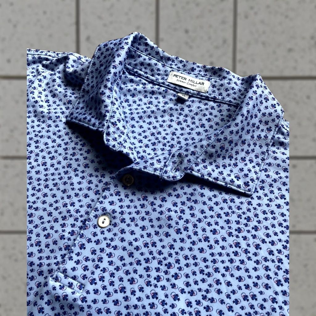Peter Millar Peter Millar Polo Shirt Mens XL Summer Comfort Golf Blue AOP Preppy Fishing Tackle Theme Size US XL / EU 56 / 4 - 1 Thumbnail