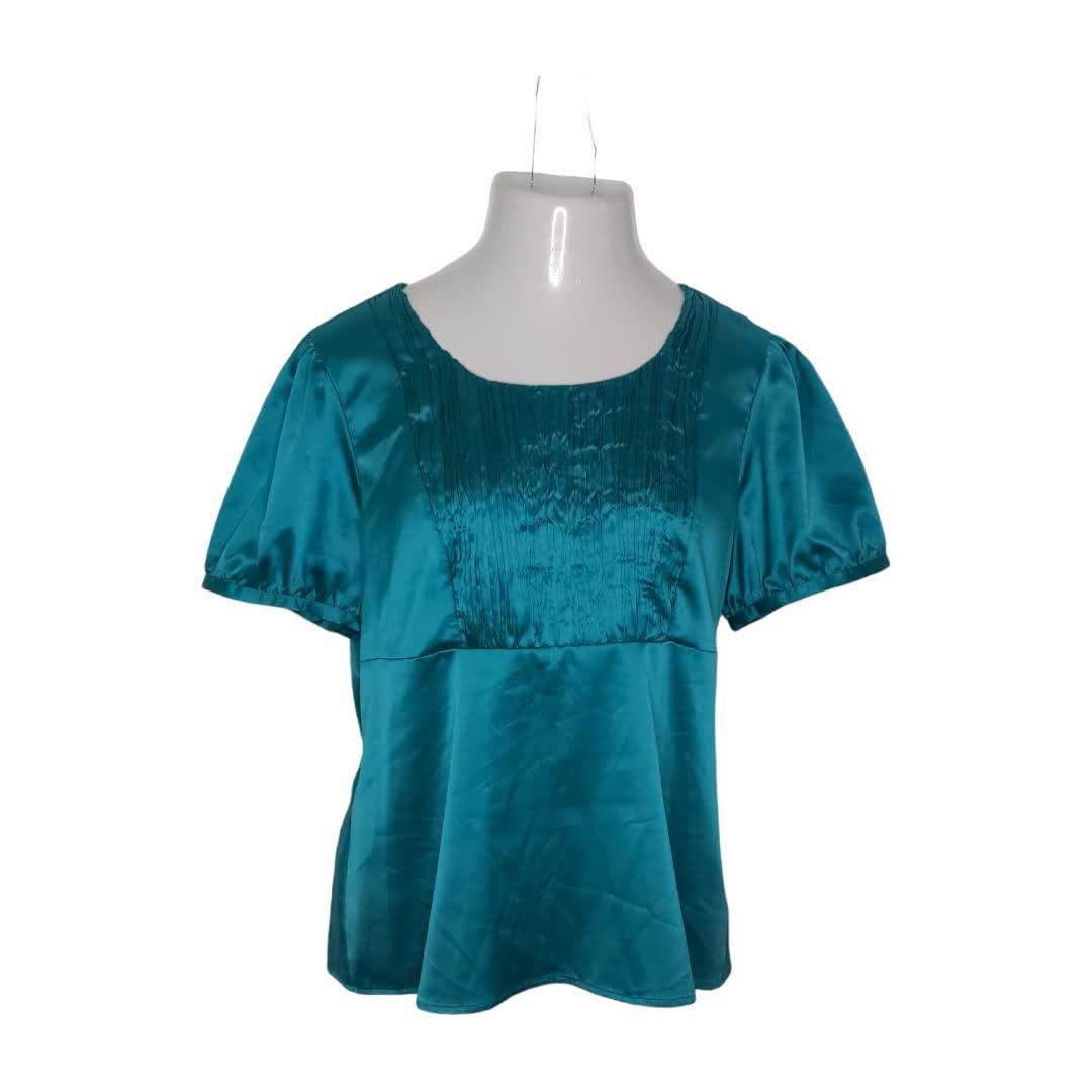 Other THE LIMITED Green Jewel Tone Shiny Career Pleated Top XL NEW Size XL / US 12-14 / IT 48-50 - 1 Thumbnail