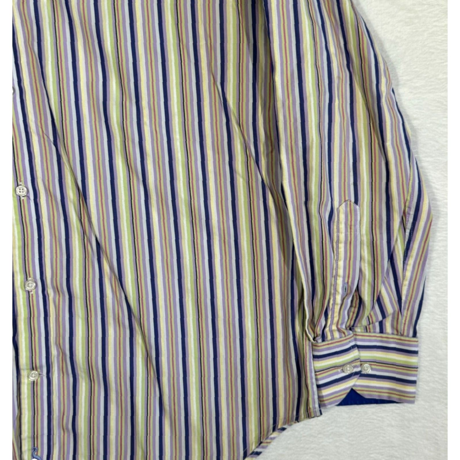 Tailorbyrd TAILORBYRD Men’s L Multicolor Striped Cotton Shirt Button-Up Pockets M591 Size US L / EU 52-54 / 3 - 5 Thumbnail