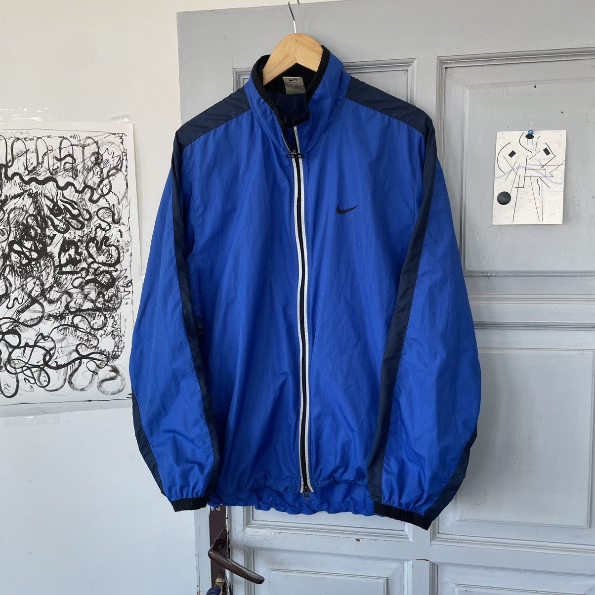 Nike × Vintage Vintage 90’s Nike Neilon Tracksuit Jacket Blue size L Size US M / EU 48-50 / 2 - 3 Thumbnail