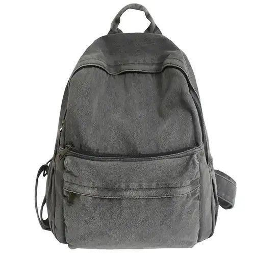 VIBE Unisex Fashion grey denim backpack Size ONE SIZE - 4 Thumbnail