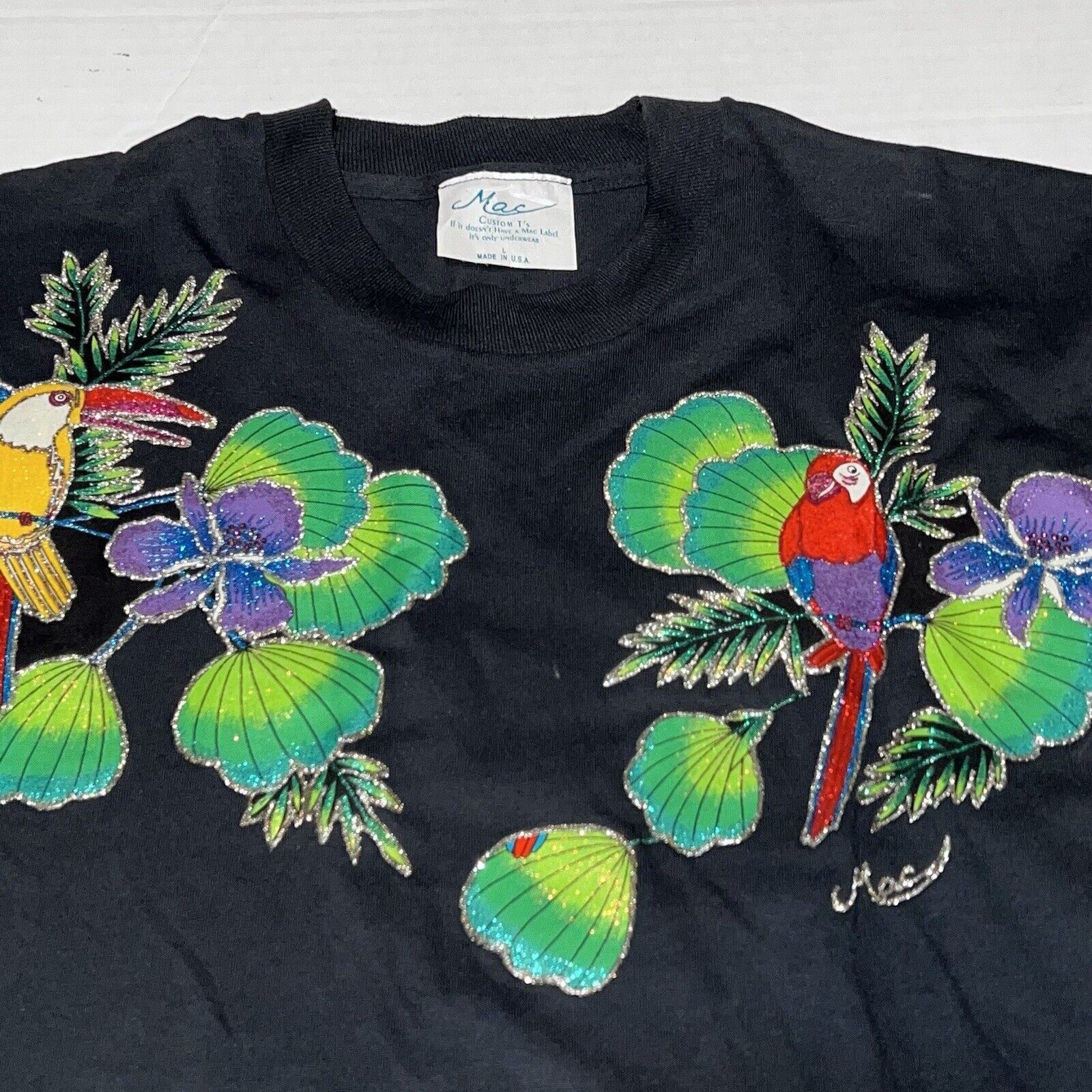 Anvil Vintage 90s Parrot Shirt Mac Single Stitch USA Medium Size US M / EU 48-50 / 2 - 2 Thumbnail