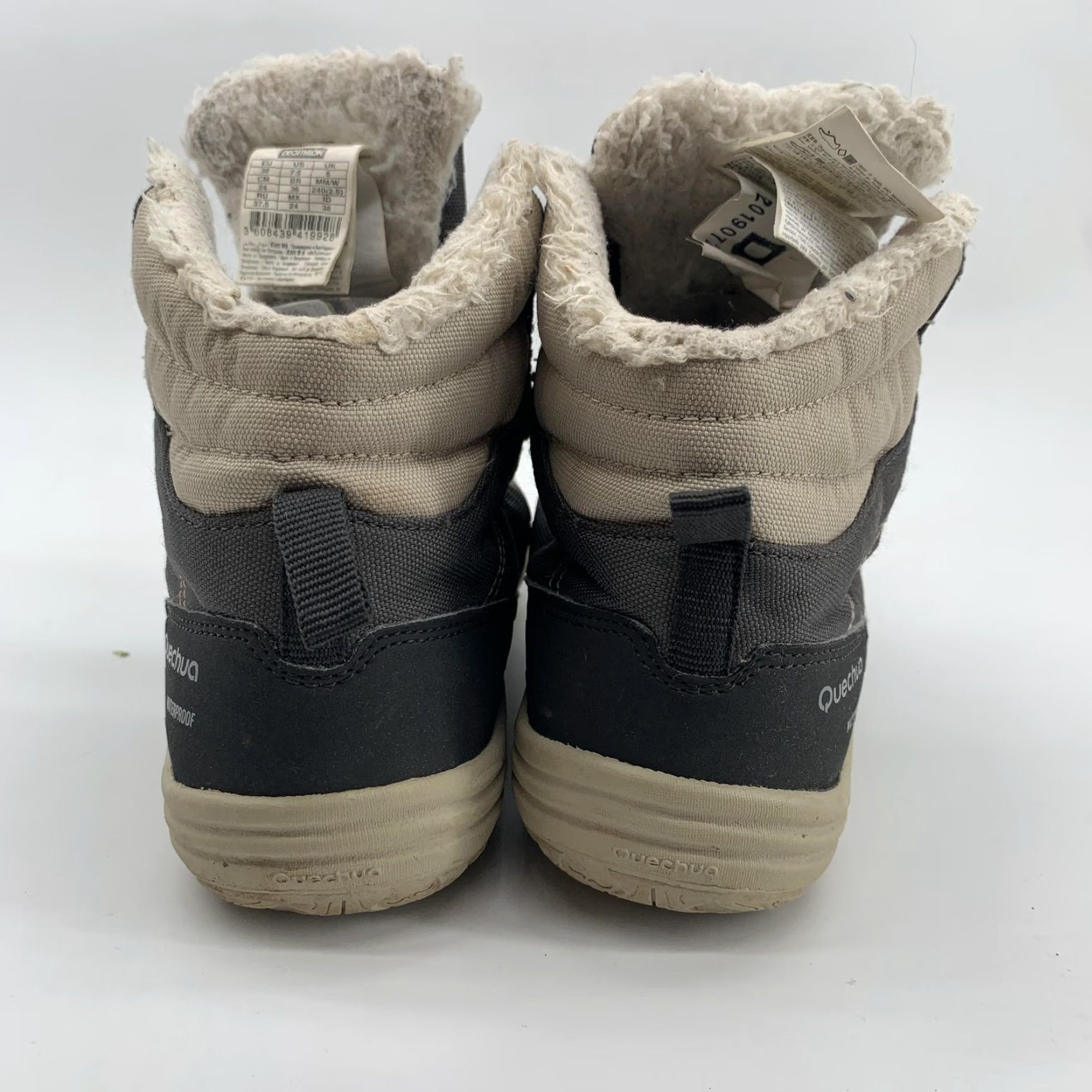 Vintage Quechua SH100 Warm Mid Snow Boots Womens Gray Waterproof Faux Fur Ankle Size 7.5 Size US 8 / IT 38 - 6 Thumbnail