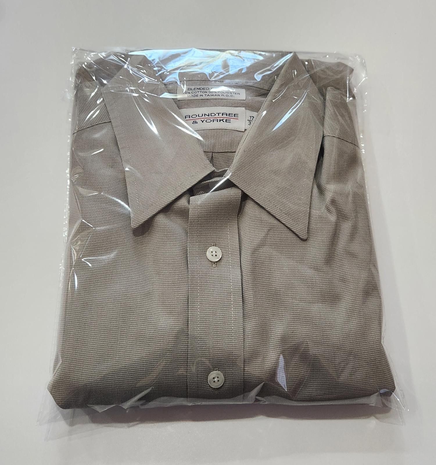 Roundtree & Yorke Roundtree & Yorke Men's Dress Shirt Blended Pinpoint L/S Size 38R - 5 Thumbnail
