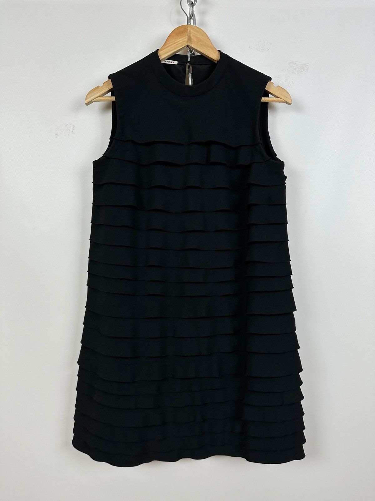 Miu Miu Miu Miu Black Layered Sleeveless Ruffle Textured Dress Size S / US 4 / IT 40 - 1 Thumbnail