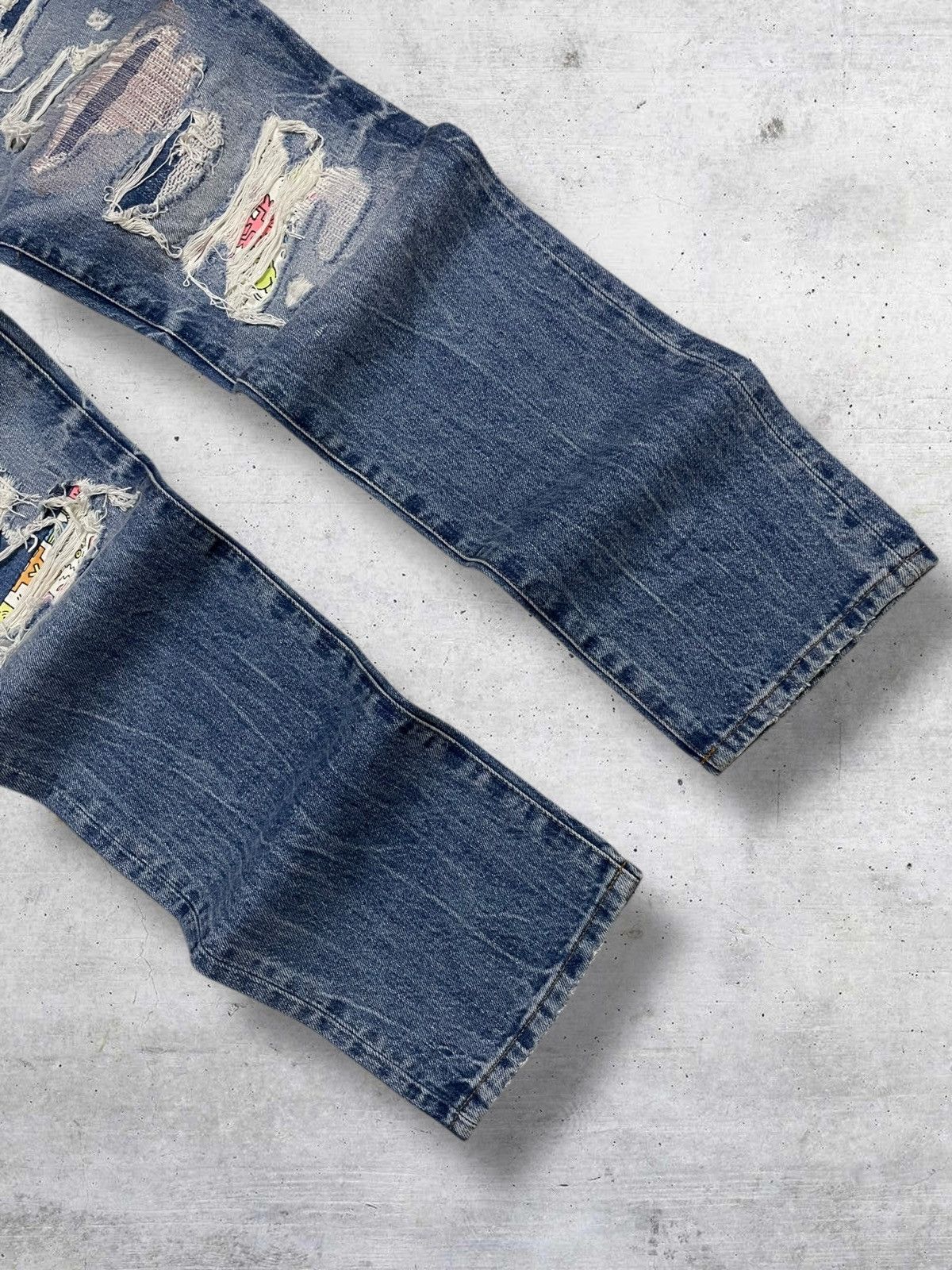 American Eagle Outfitters DESIGNER AMERICAN EAGLE X KEITH HEARING PATCHWORK BORO DENIM Size US 32 / EU 48 - 4 Thumbnail