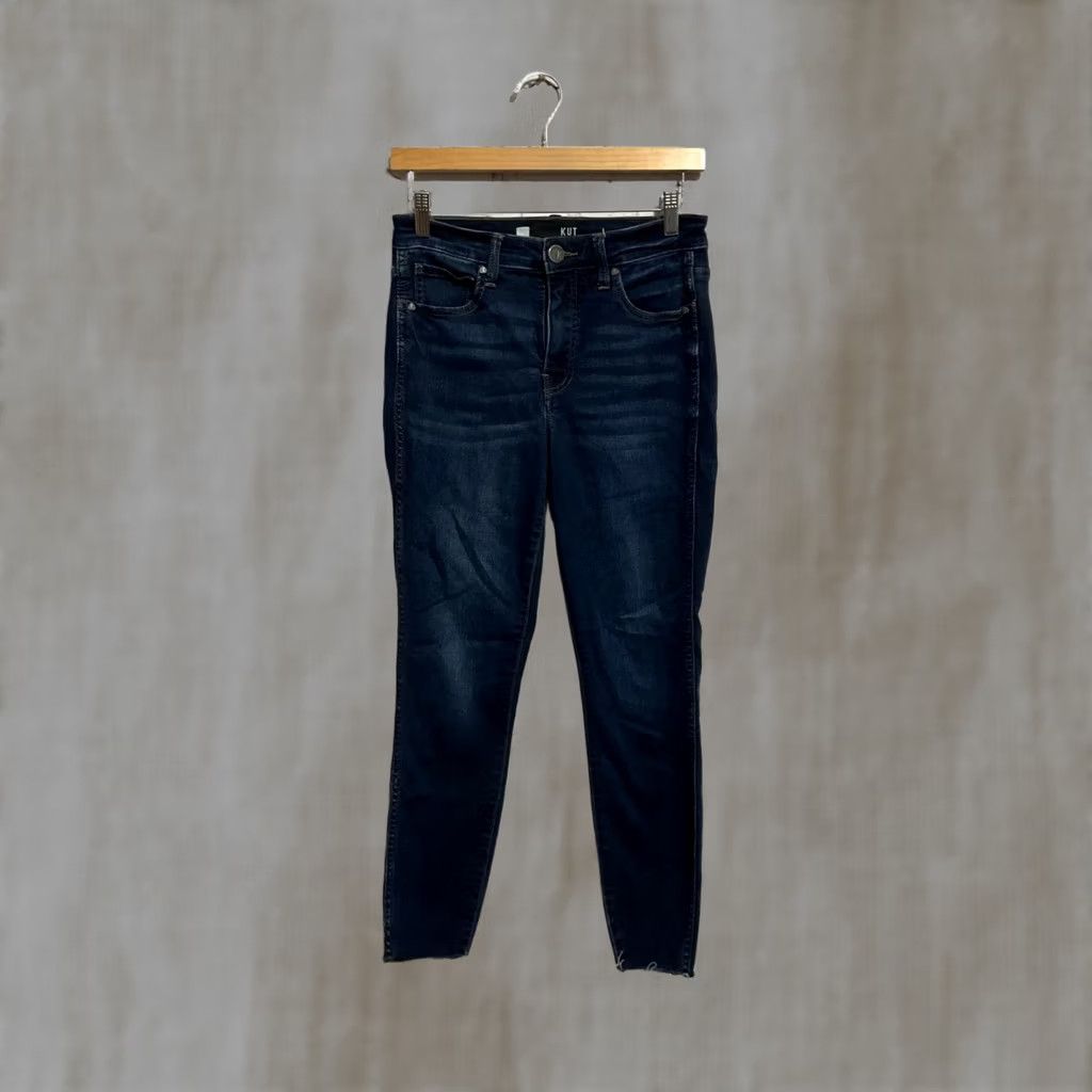 Vintage KUT from the Kloth Jeans Skinny Dark Wash Size 2 Women Regular 25x25.5 Button Closure Cotton Blend Denim Slim Inseam 25.5 Size 42" / US 20 - 1 Thumbnail
