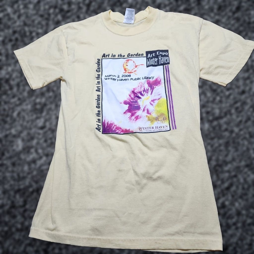 Jerzees JERZEES T-Shirt Mens S Yellow Art In The Gardens Botanical Garden 2000s Nature Outdoor Mens Size US S / EU 44-46 / 1 - 1 Thumbnail